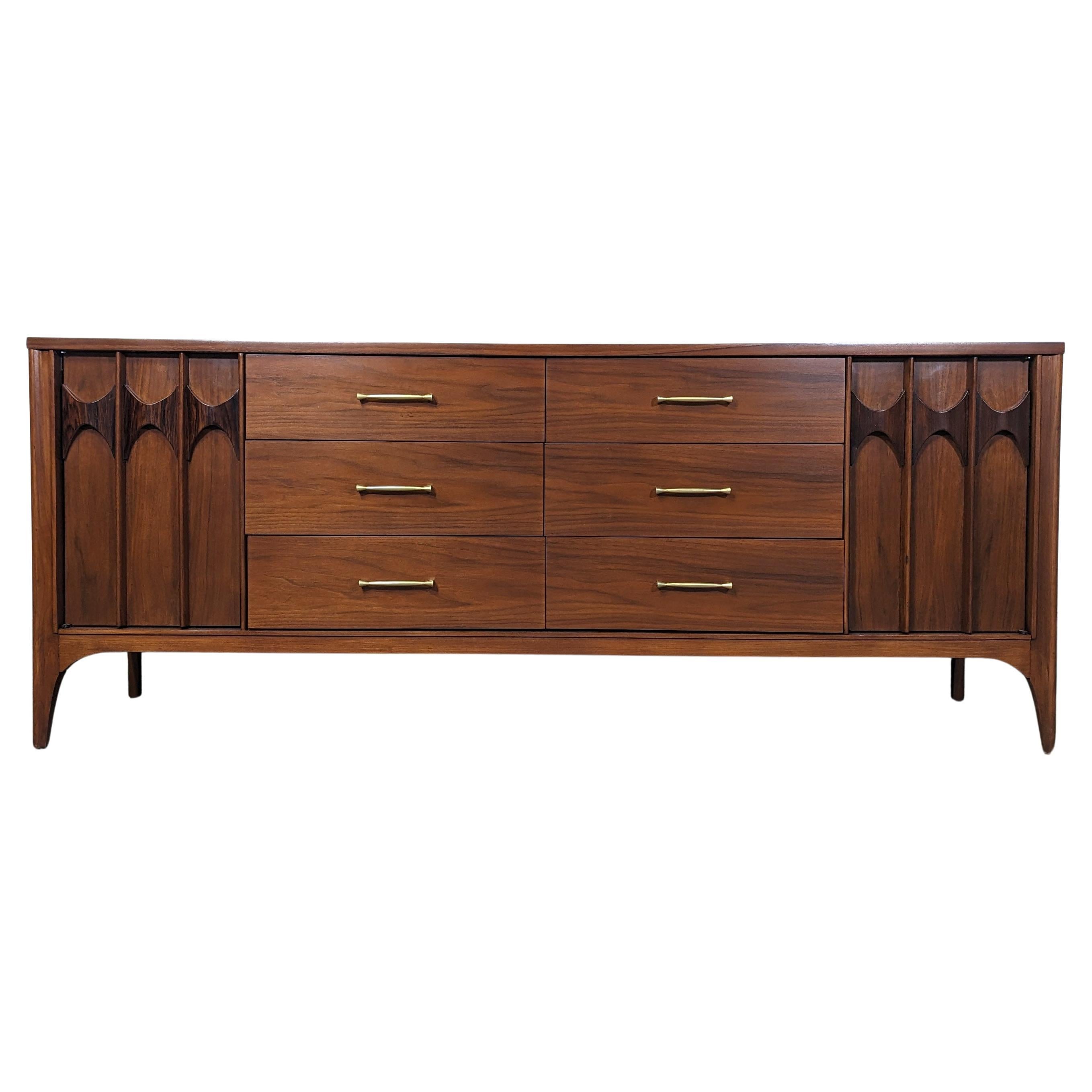 Mid Century Modern Walnut Lowboy Perspecta Dresser by Kent Coffey, c1960s For Sale