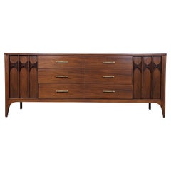 Retro Mid Century Modern Walnut Lowboy Perspecta Dresser by Kent Coffey, c1960s