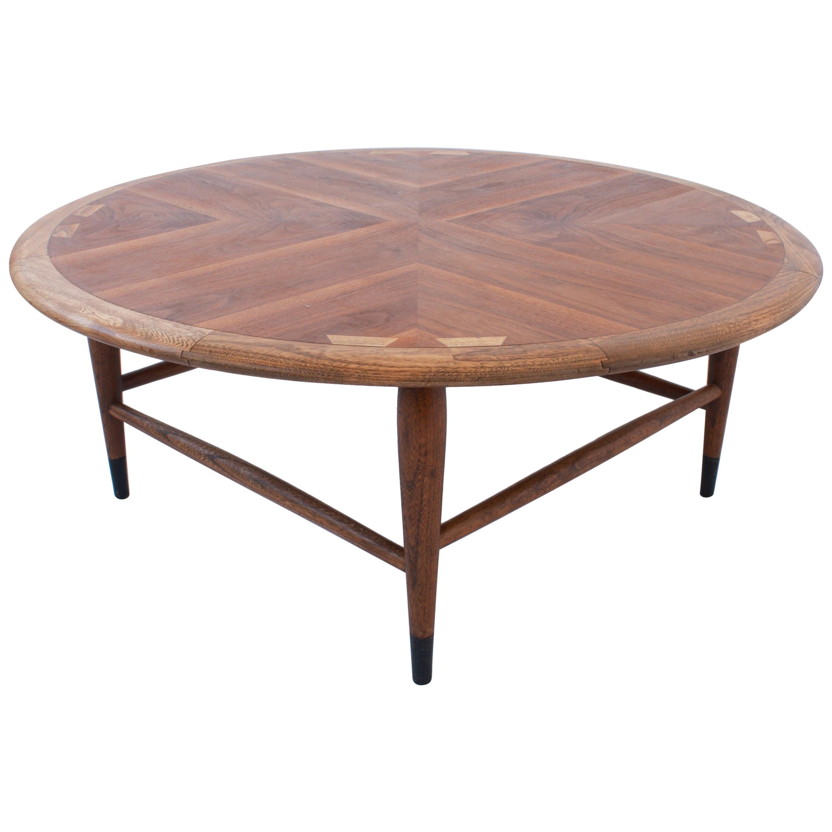 Mid-Century Modern Walnut Marquetry Coffee Table, Andre Bus for Lane, circa 1960 For Sale