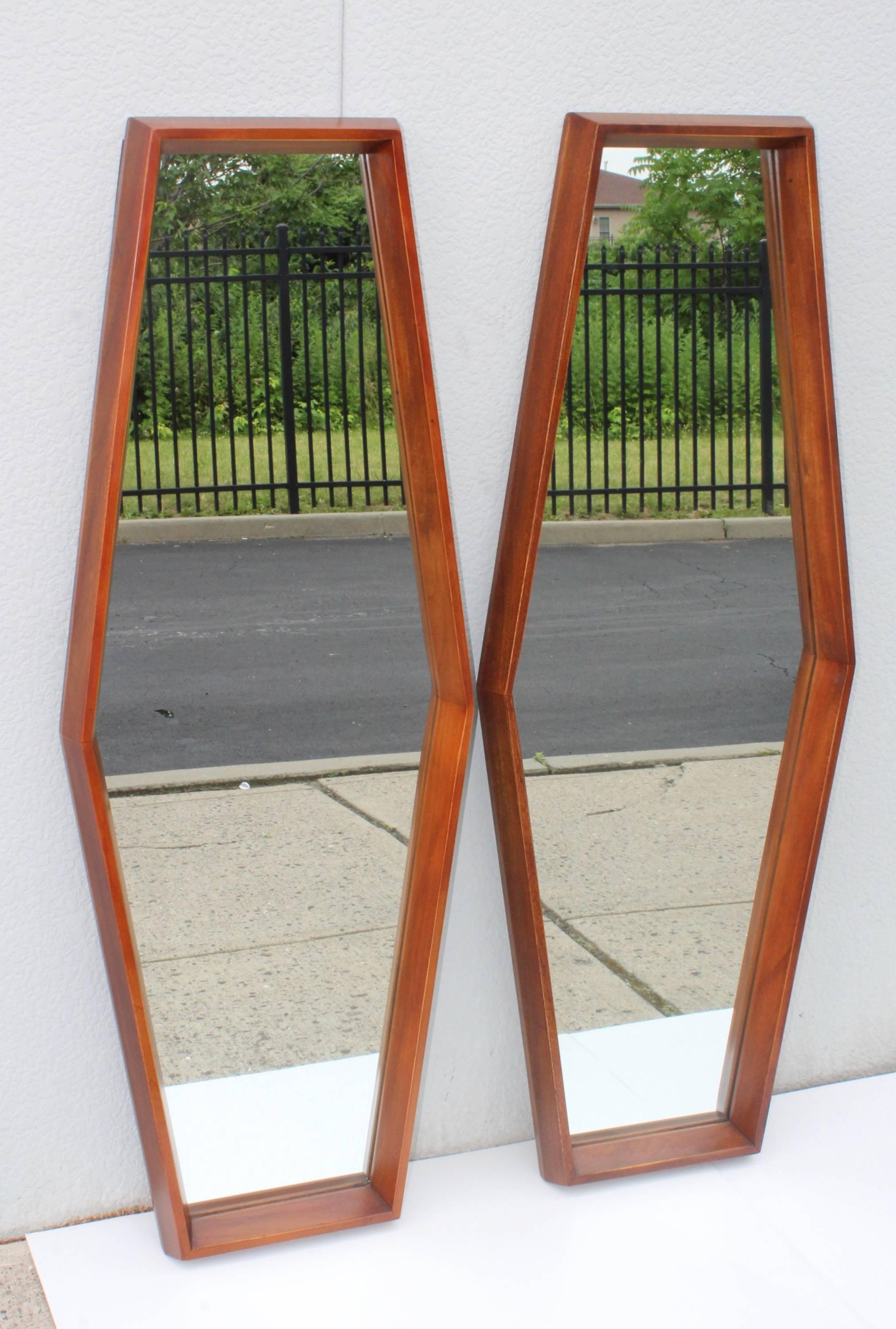 American Mid-Century Modern Walnut Mirrors