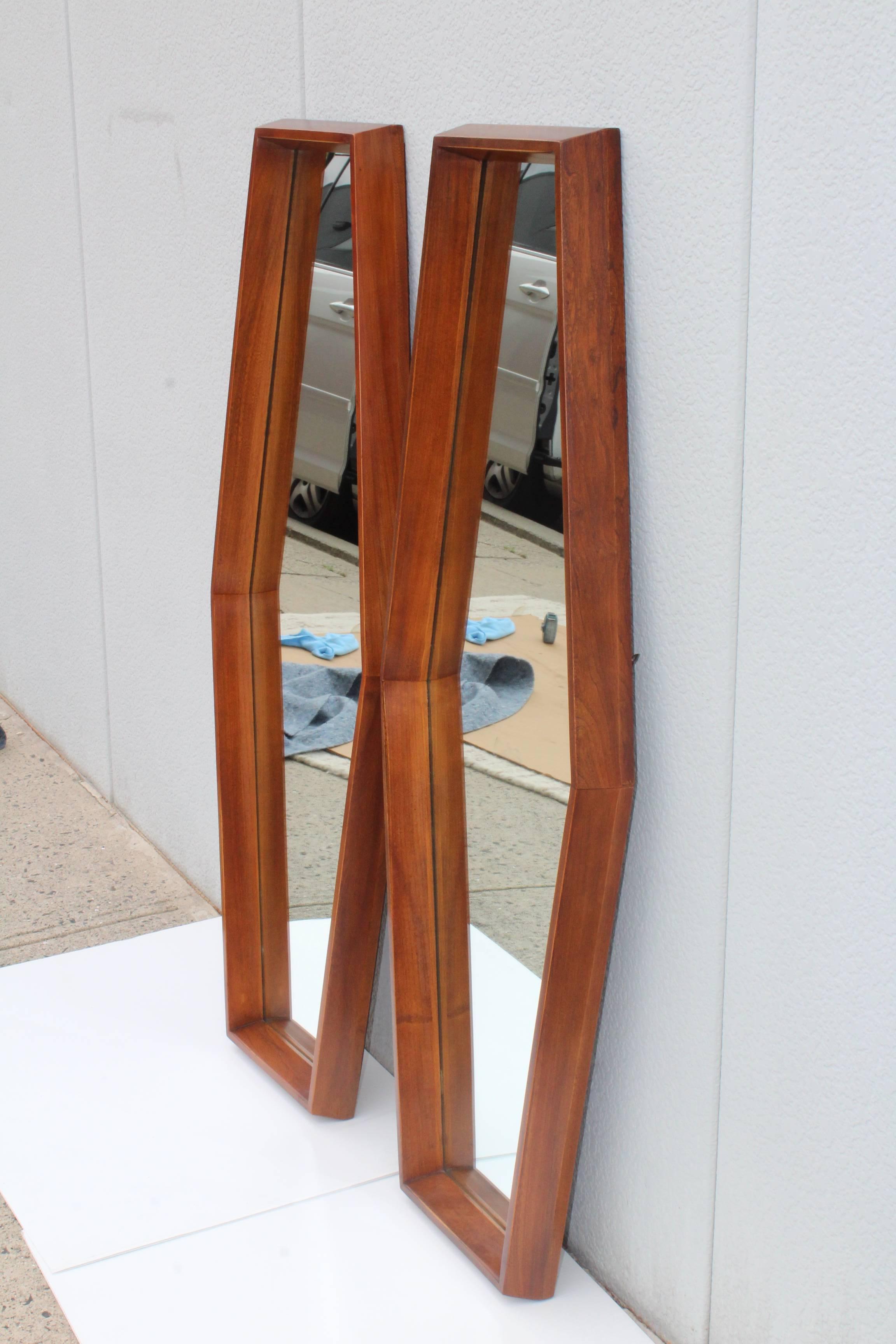 Mid-Century Modern Walnut Mirrors In Good Condition In New York, NY