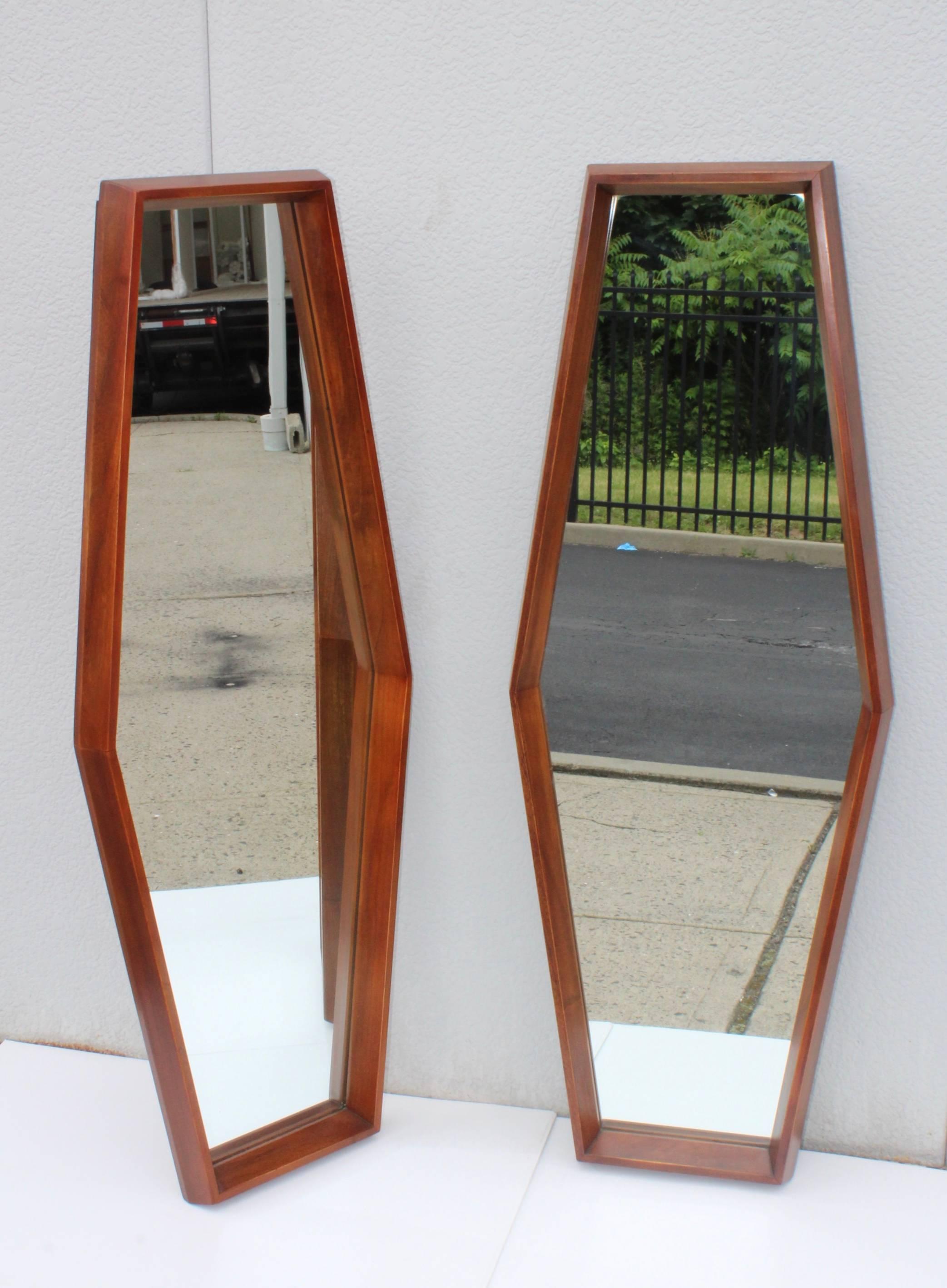 20th Century Mid-Century Modern Walnut Mirrors