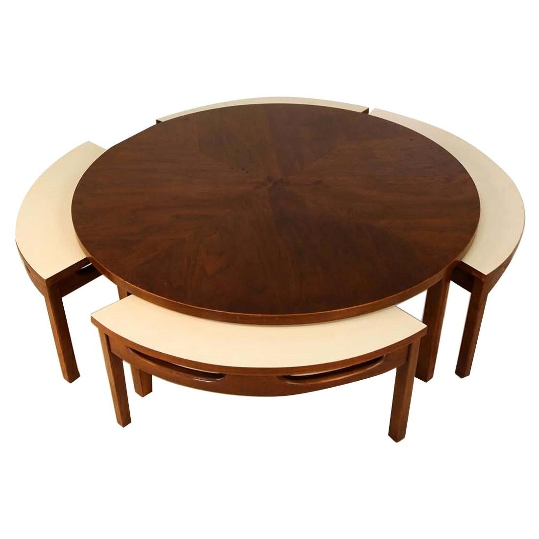 Mid-Century Modern Walnut Nesting Coffee Table