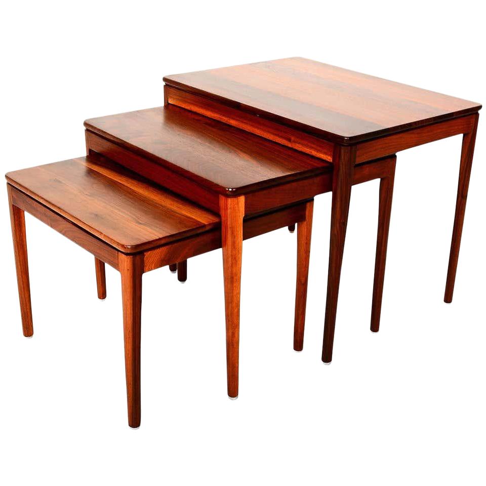 Mid-Century Modern Walnut Nesting Tables by Kipp Stewart for Drexel, 1950s