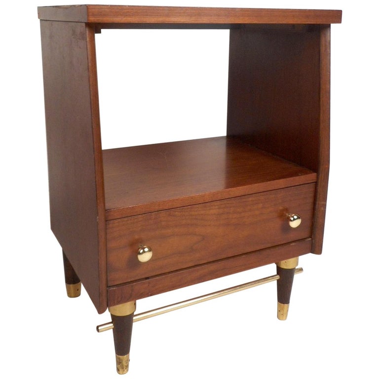 MidCentury Modern Walnut Nightstand at 1stDibs