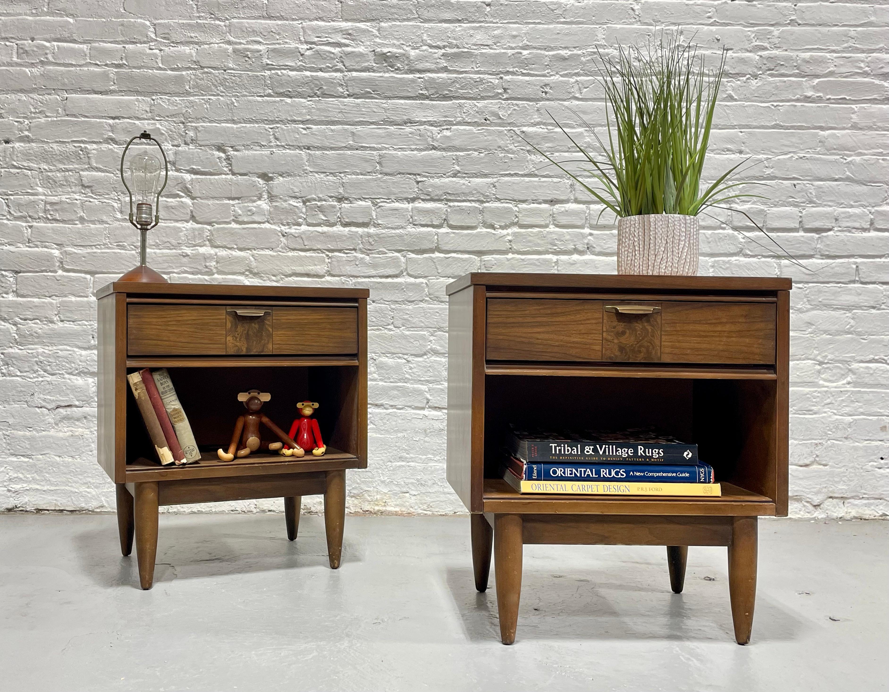 Mid Century MODERN Walnut NIGHTSTANDS, a PAIR, c. 1960's For Sale 6