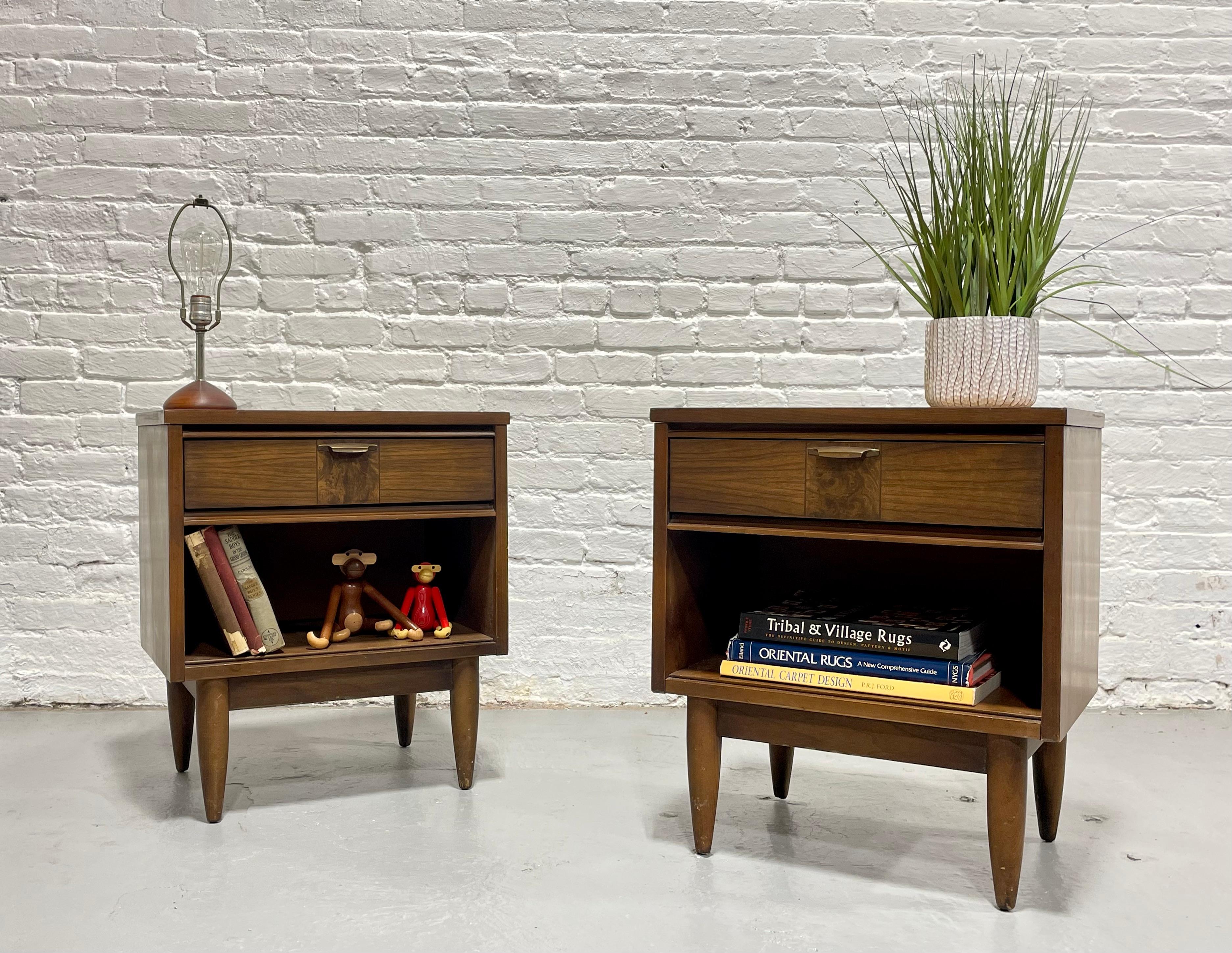 Mid Century MODERN Walnut NIGHTSTANDS, a PAIR, c. 1960's For Sale 7