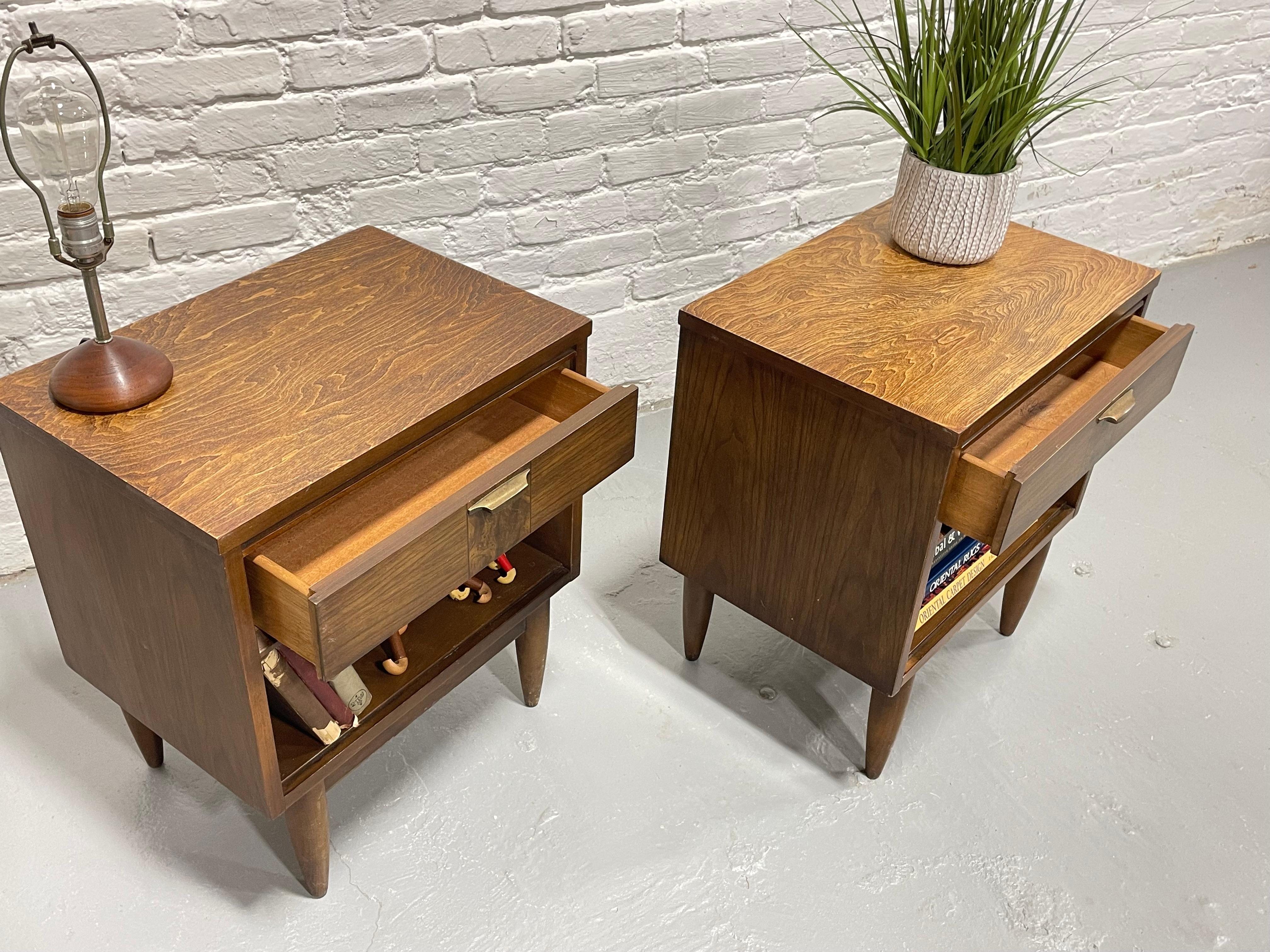 Mid Century MODERN Walnut NIGHTSTANDS, a PAIR, c. 1960's For Sale 8