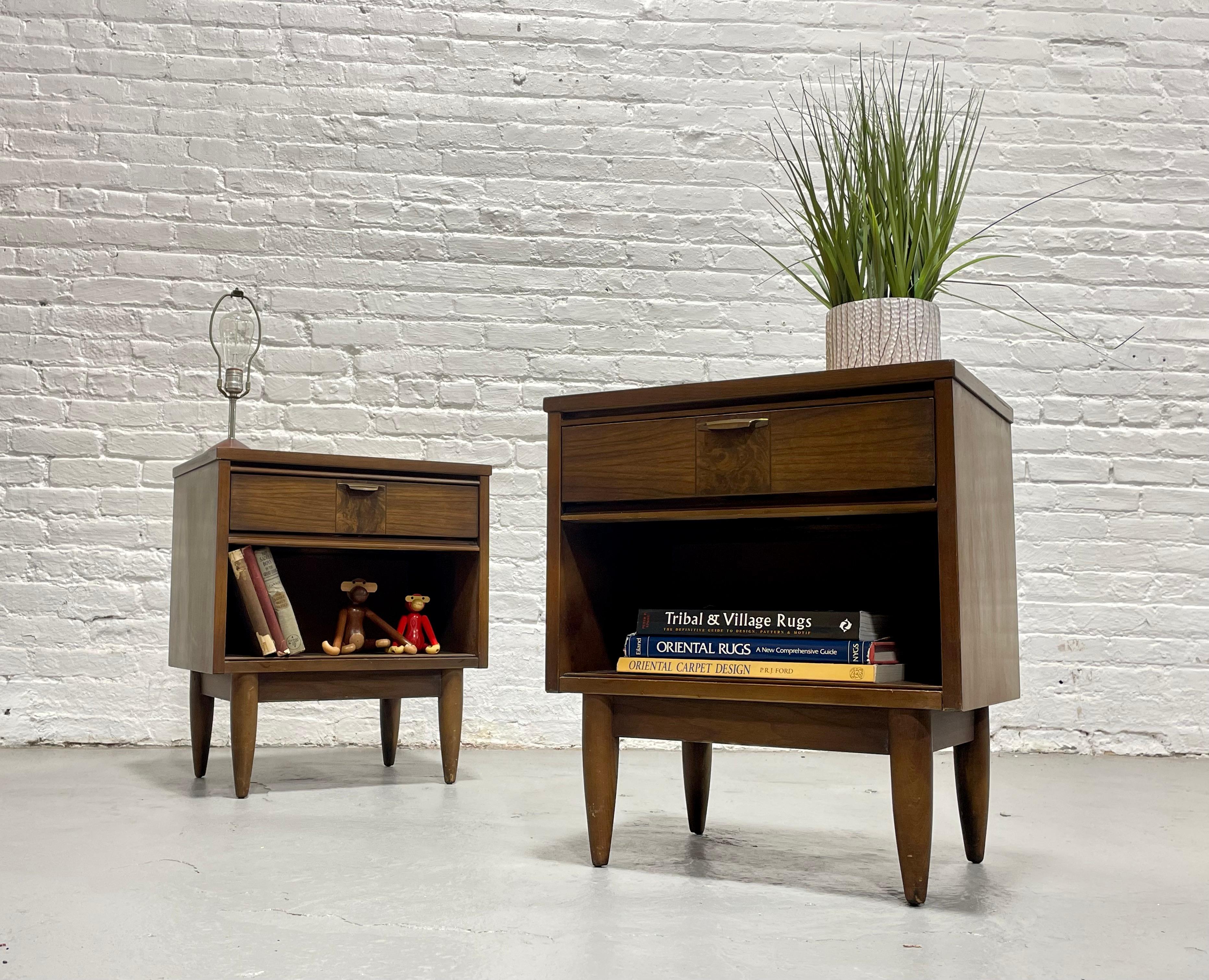 Mid Century MODERN Walnut NIGHTSTANDS, a PAIR, c. 1960's For Sale 2