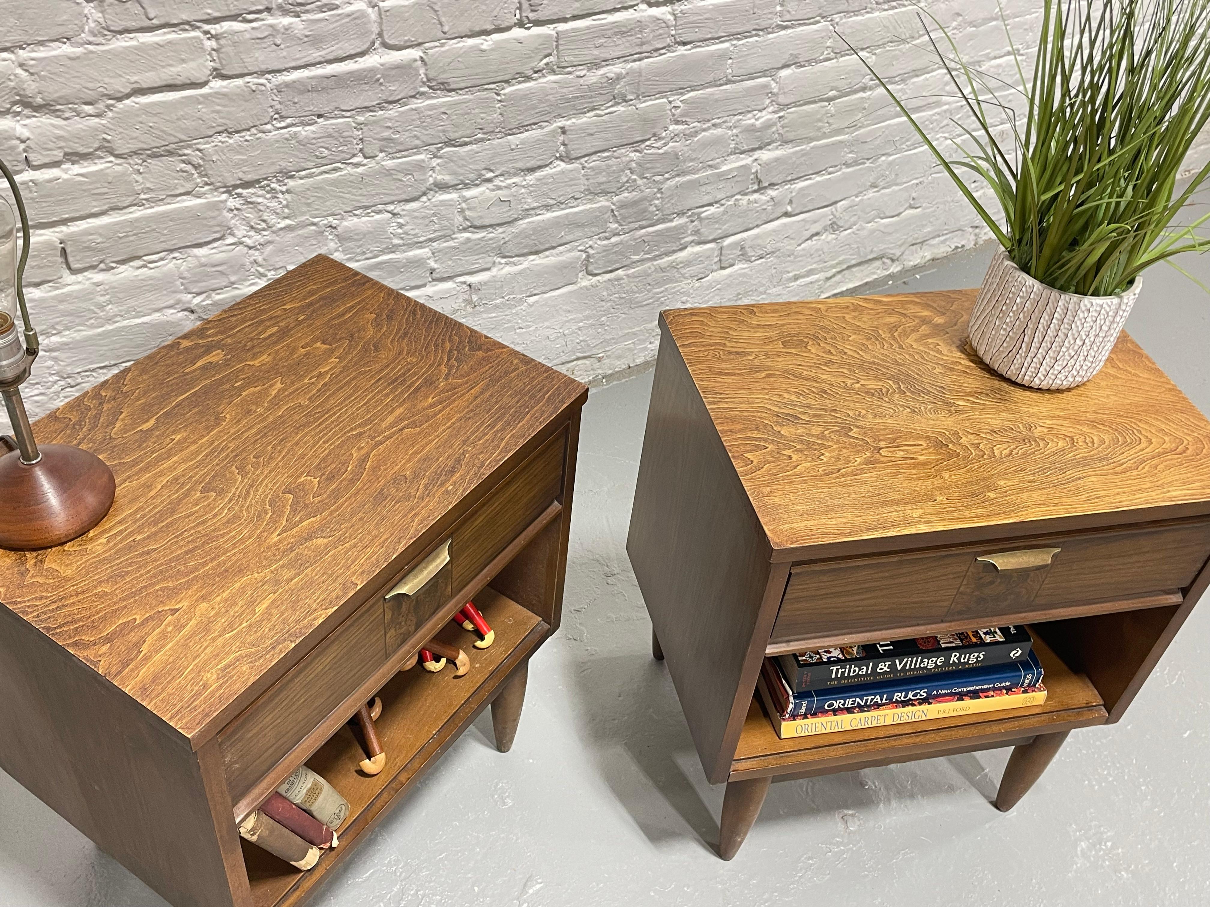 Mid Century MODERN Walnut NIGHTSTANDS, a PAIR, c. 1960's For Sale 3