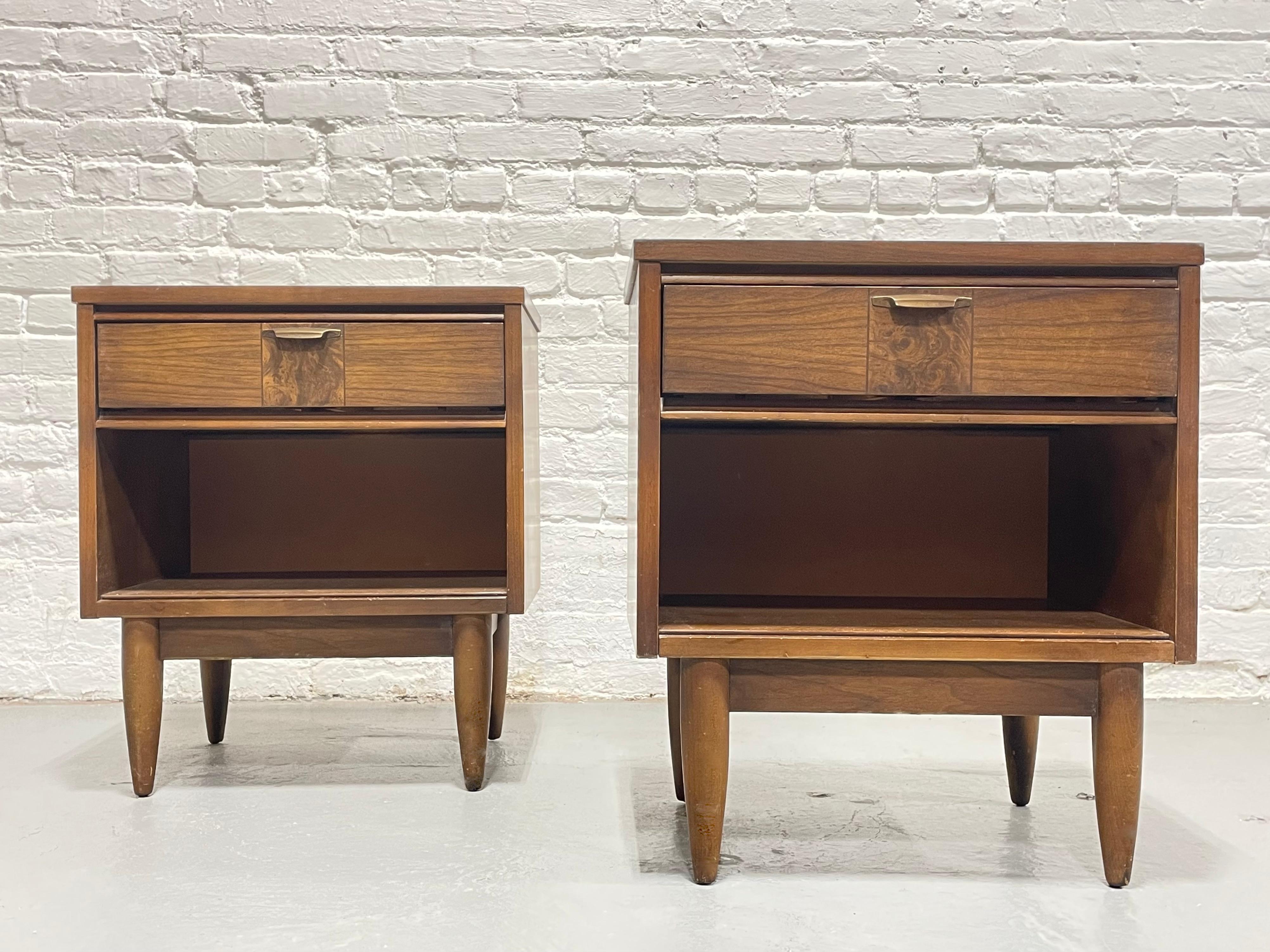 Mid Century MODERN Walnut NIGHTSTANDS, a PAIR, c. 1960's For Sale 4