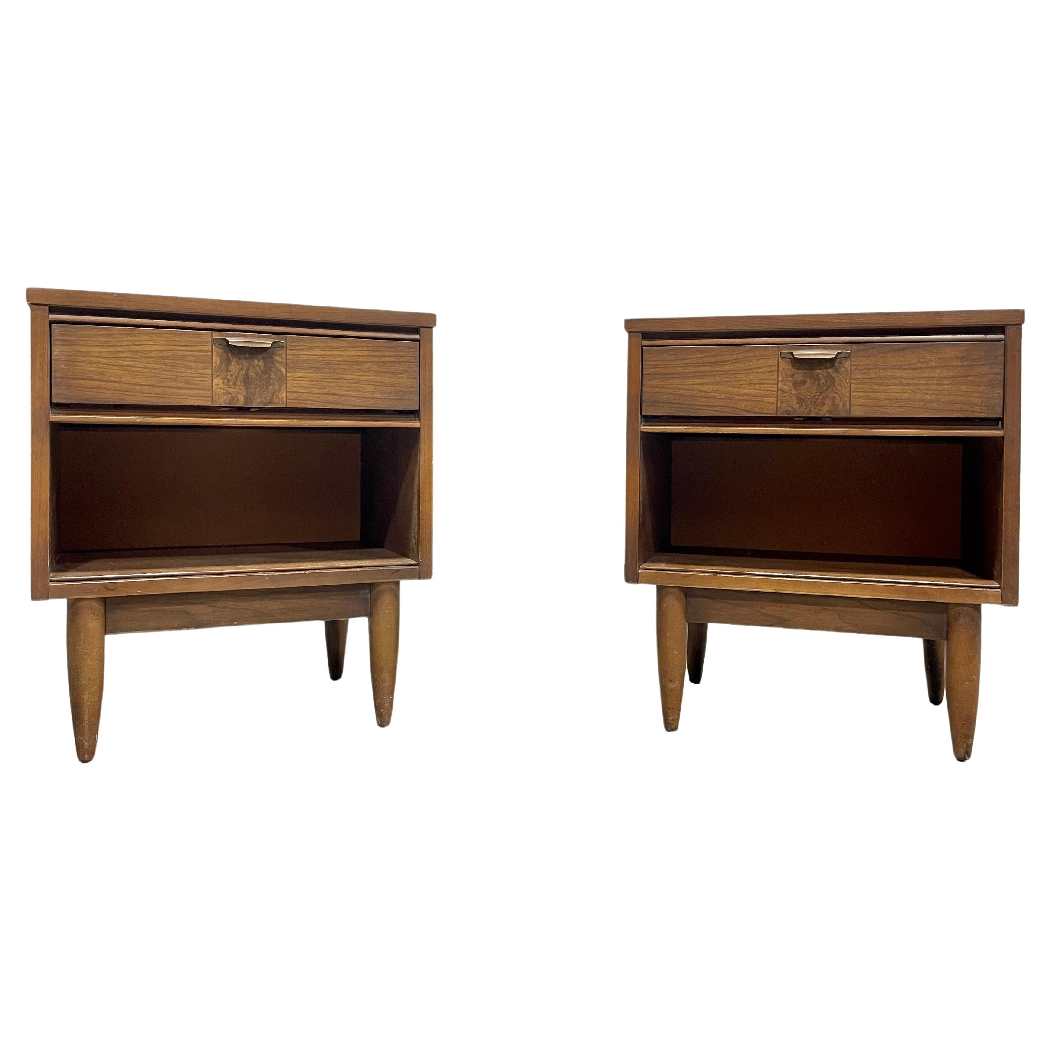 Mid Century MODERN Walnut NIGHTSTANDS, a PAIR, c. 1960's For Sale