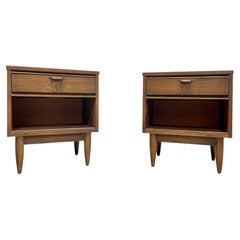 Retro Mid Century MODERN Walnut NIGHTSTANDS, a PAIR, c. 1960's