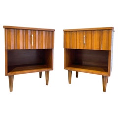 Mid Century MODERN Walnut NIGHTSTANDS, a PAIR