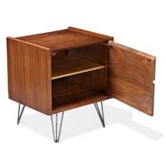 Mid-Century Modern Walnut Nightstands with Hairpin Legs, 1960s Pair