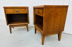 Mid-Century Modern Walnut Nightstands - Set of 2