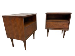 Mid-Century Modern Walnut Nightstands - Set of 2