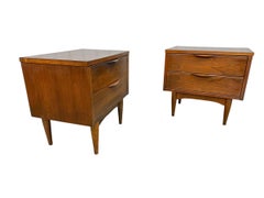 Mid-Century Modern  Walnut Nightstands - Set of 2
