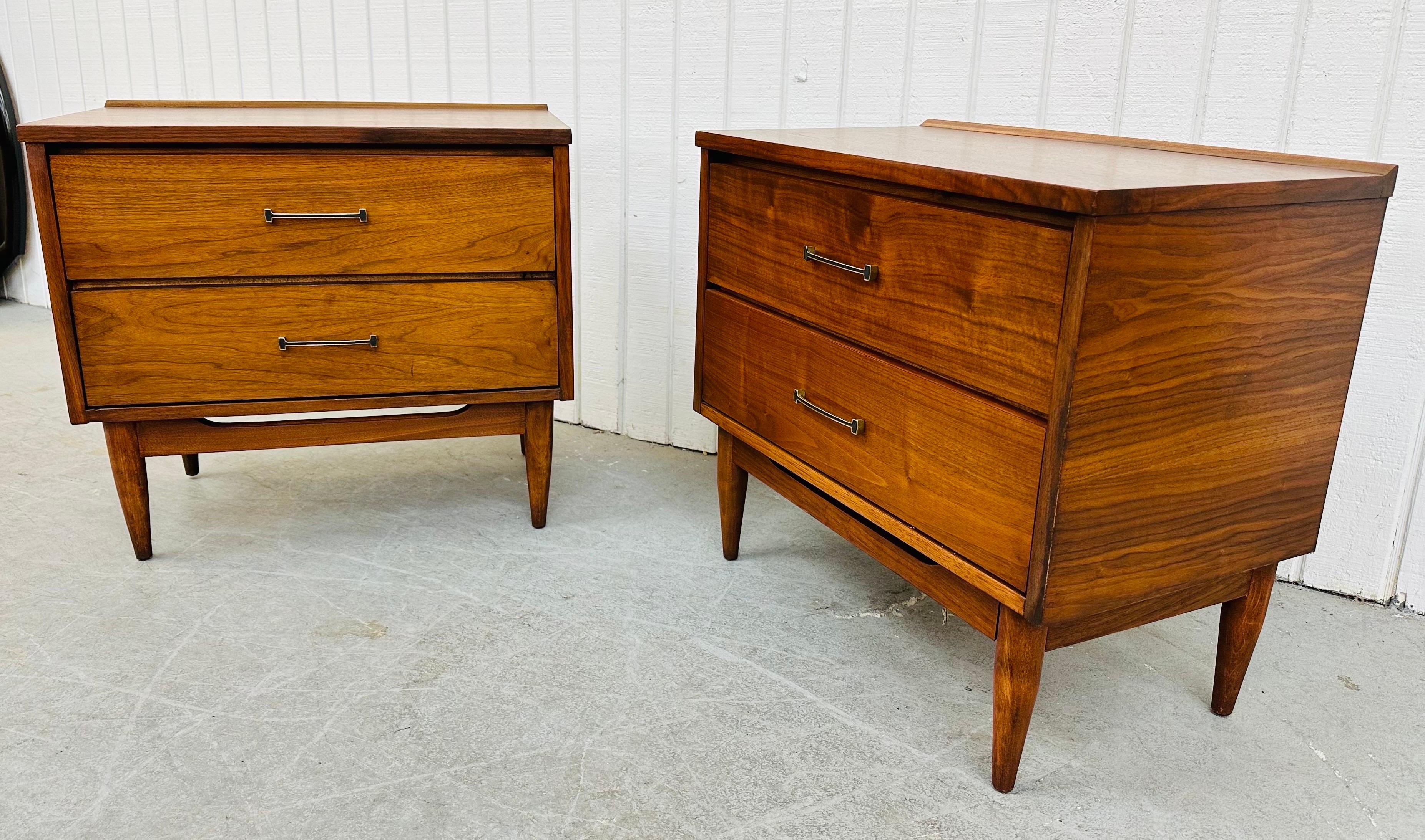 American Mid-Century Modern Walnut Nightstands - Set of 2