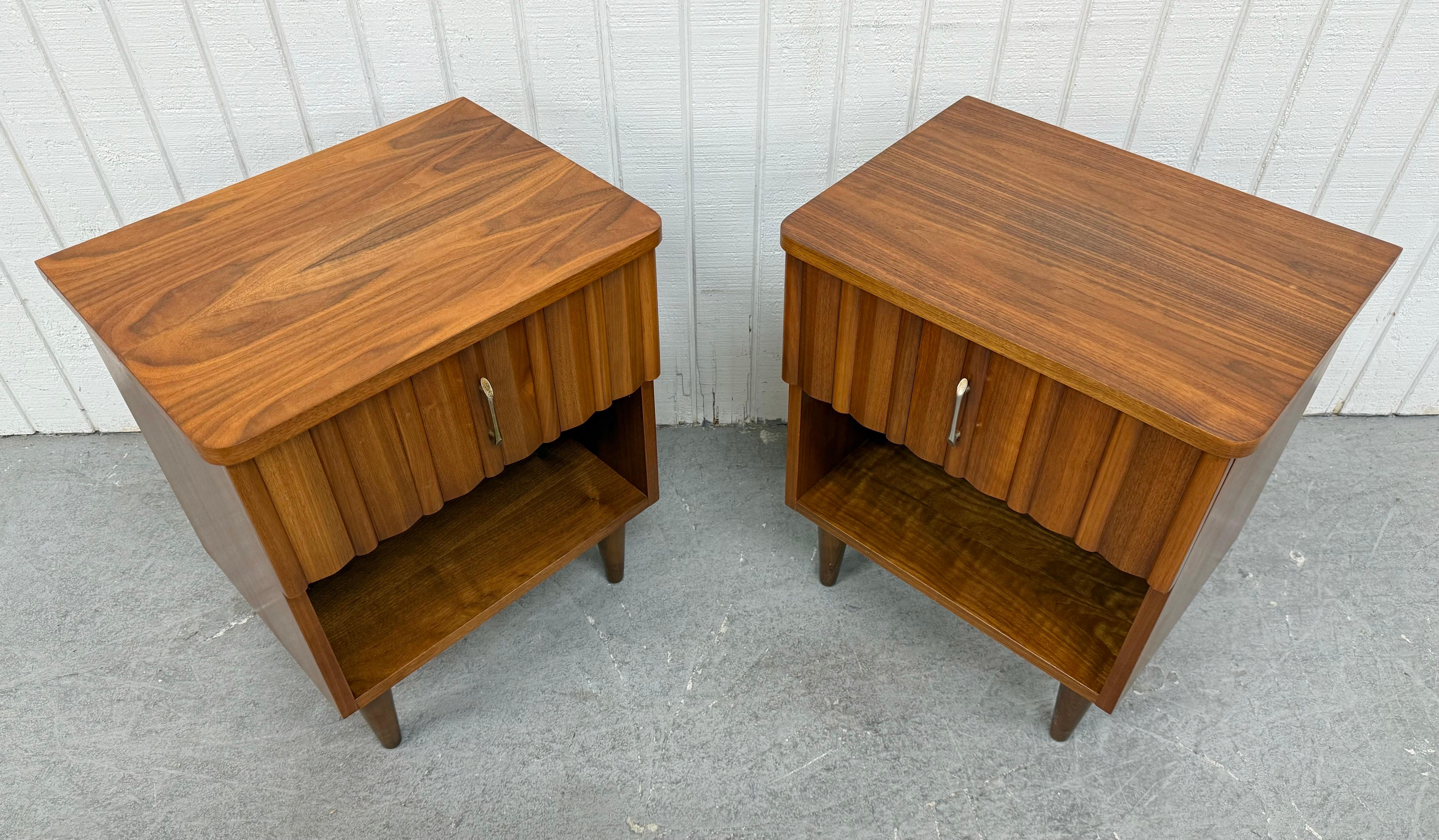American Mid-Century Modern Walnut Nightstands - Set of 2