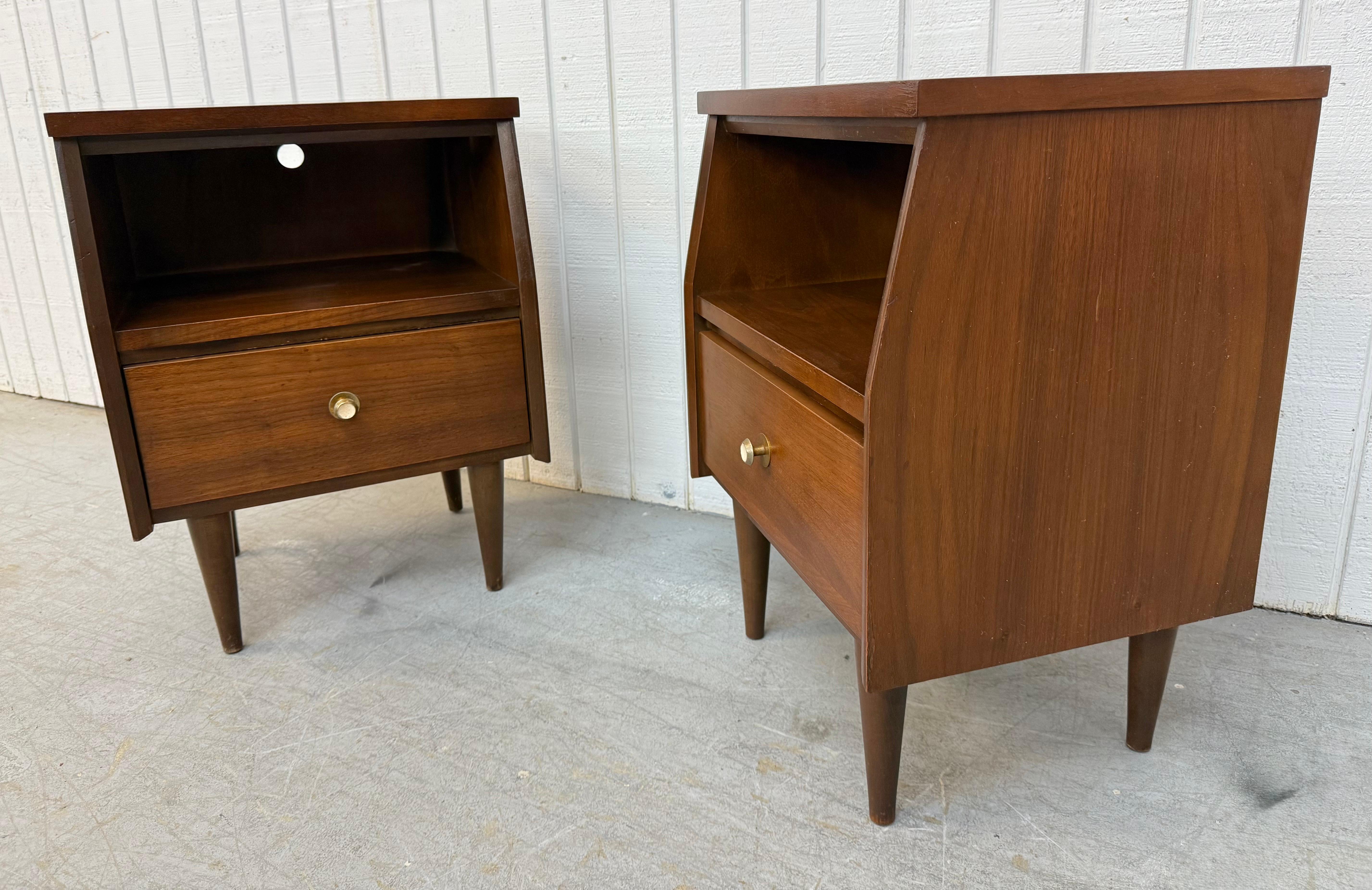 American Mid-Century Modern Walnut Nightstands - Set of 2