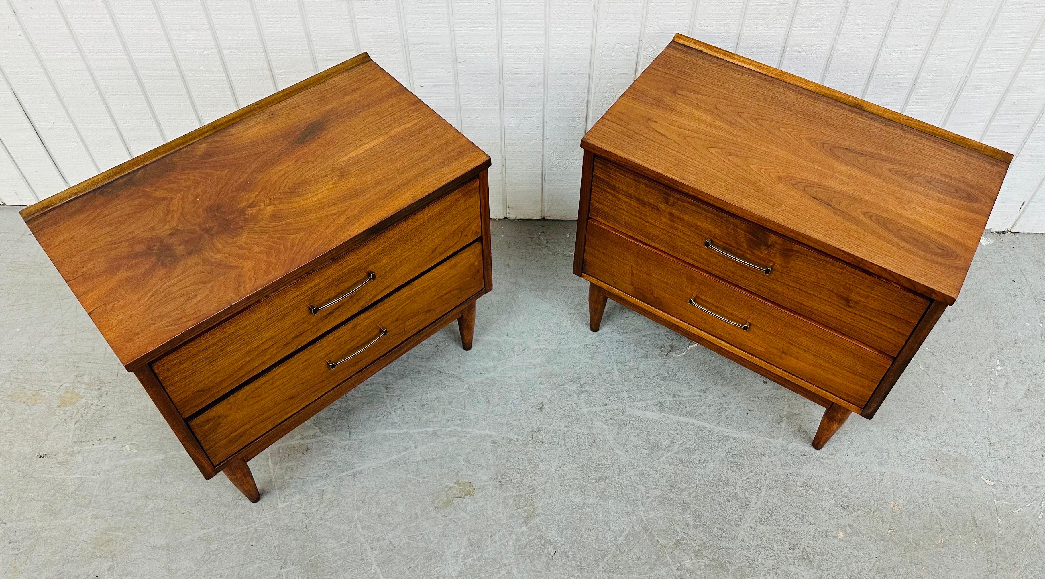 20th Century Mid-Century Modern Walnut Nightstands - Set of 2