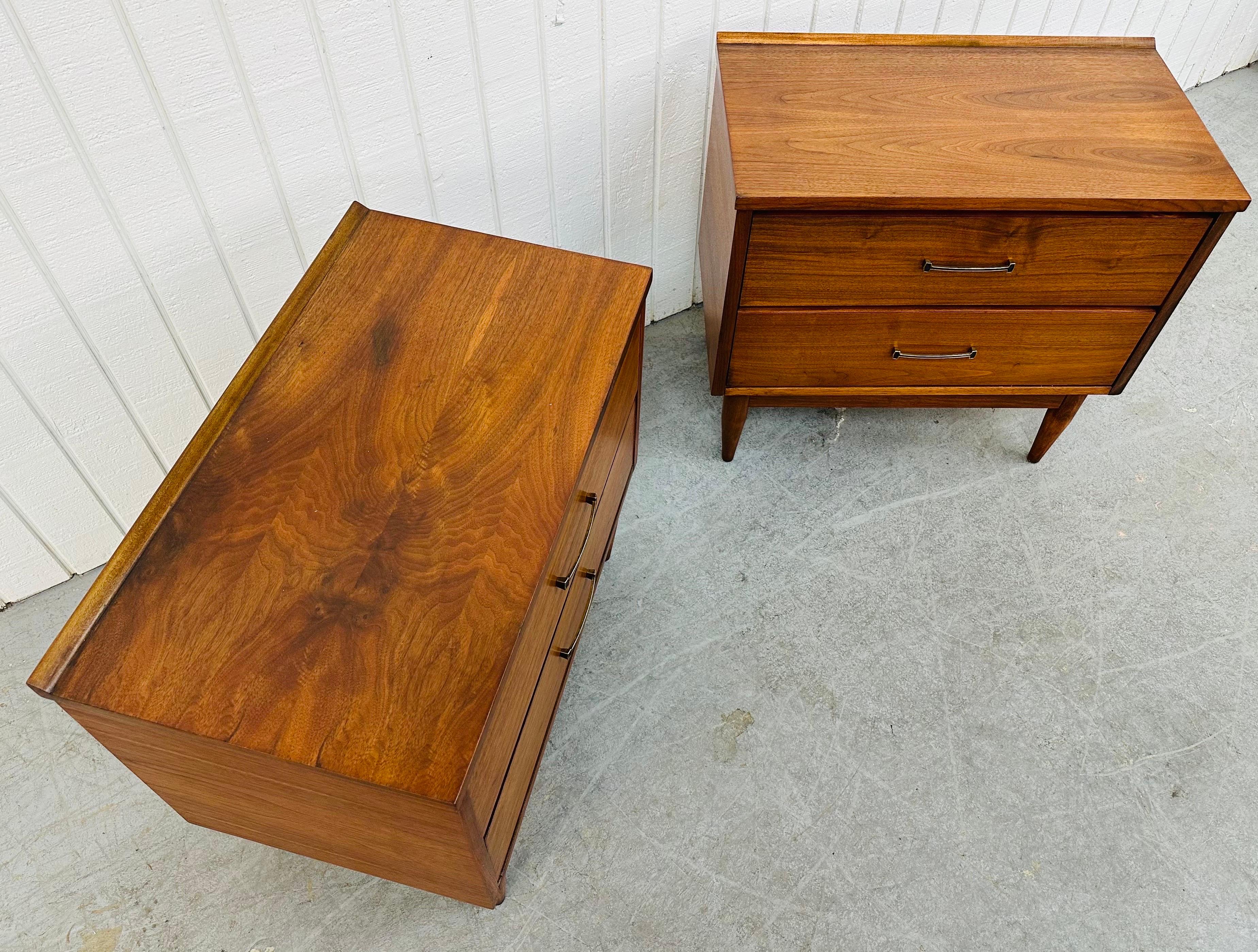 Wood Mid-Century Modern Walnut Nightstands - Set of 2