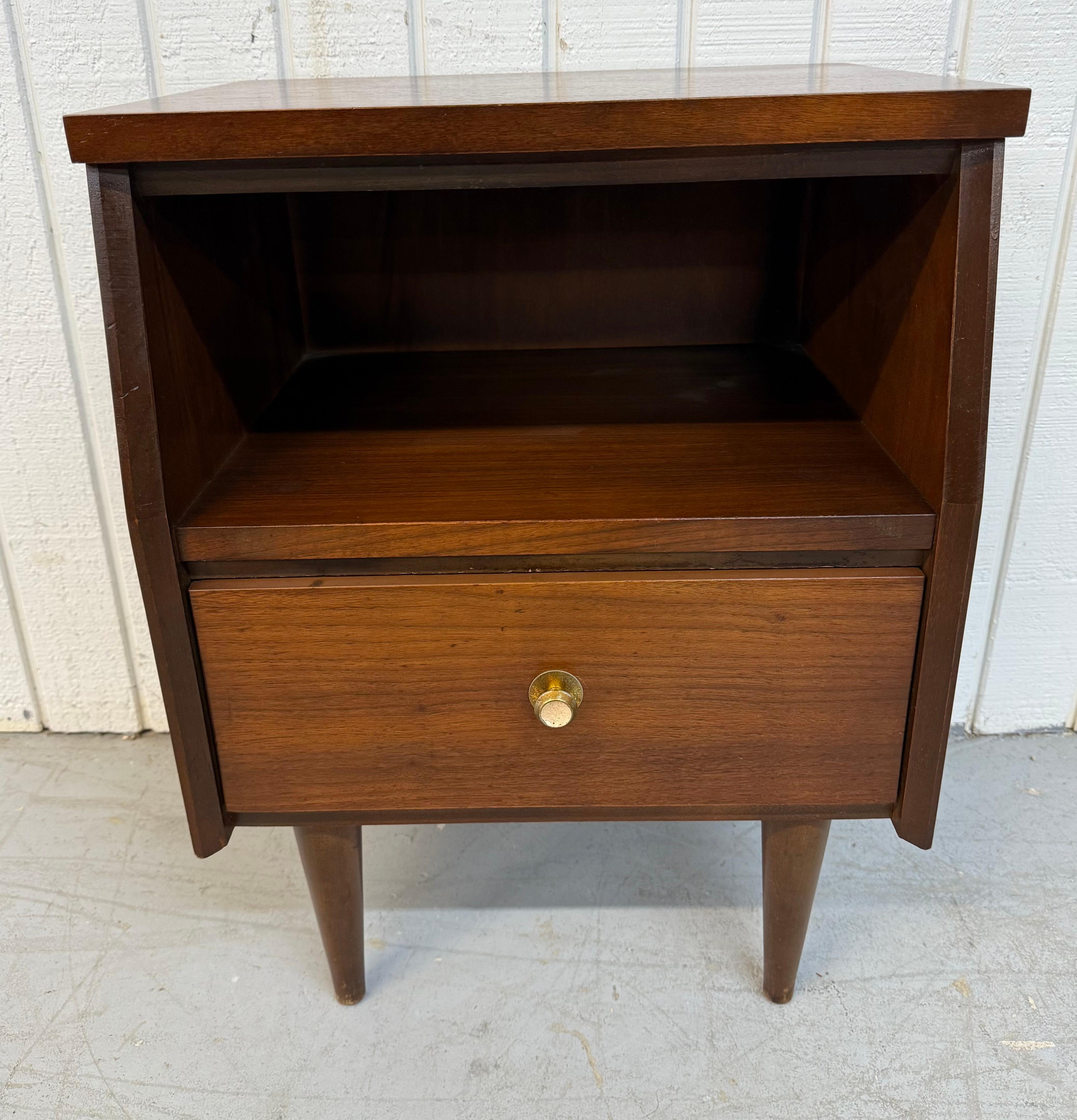 Mid-Century Modern Walnut Nightstands - Set of 2 1
