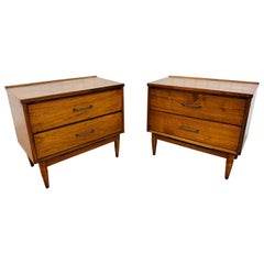 Used Mid-Century Modern Walnut Nightstands - Set of 2