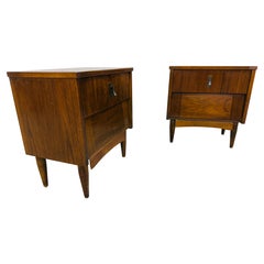 Mid-Century Modern Walnut Nightstands - Set of 2
