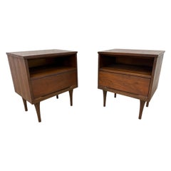 Mid-Century Modern Walnut Nightstands - Set of 2