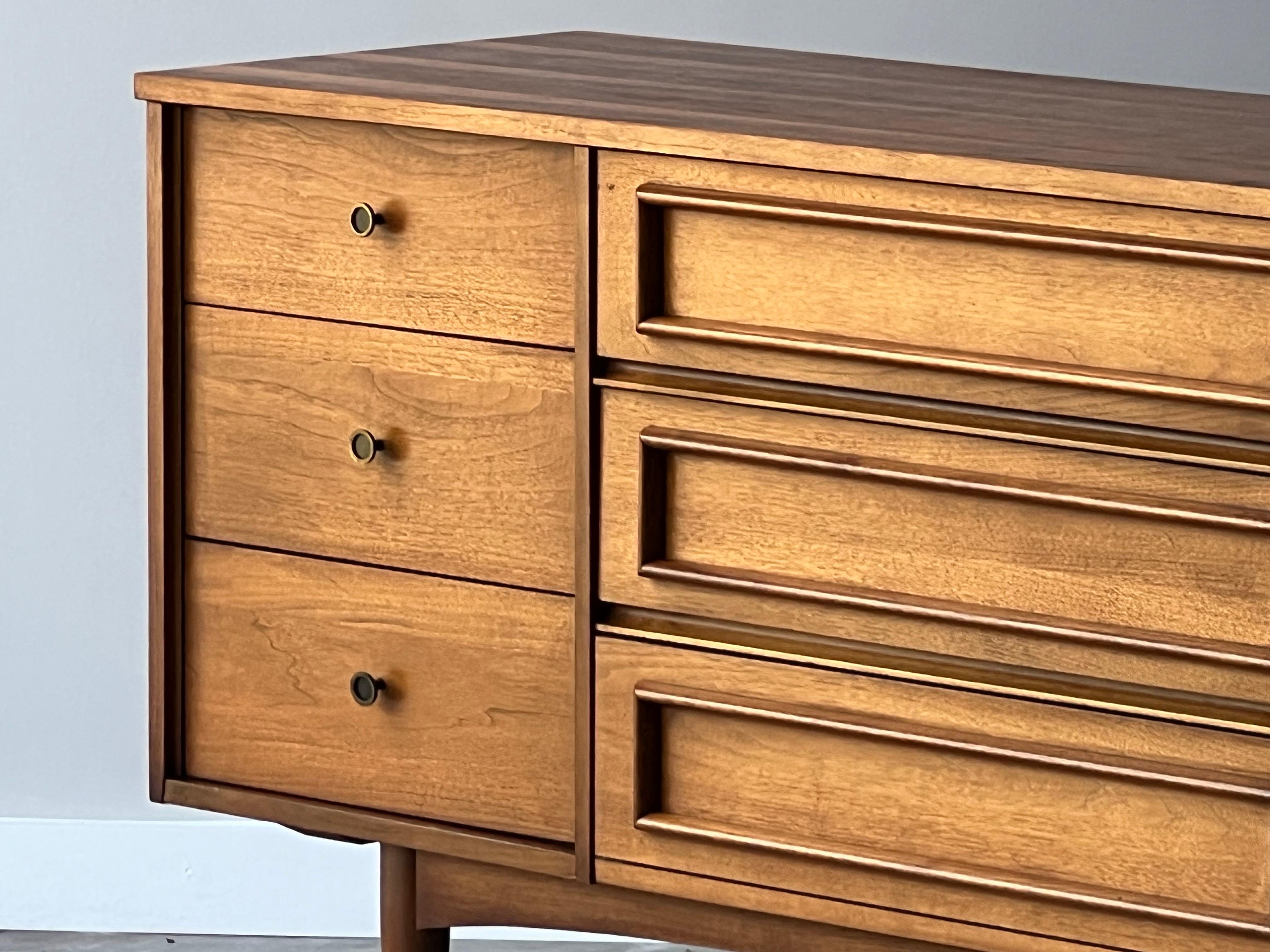 Mid Century Modern Walnut Nine Drawer Dresser 9