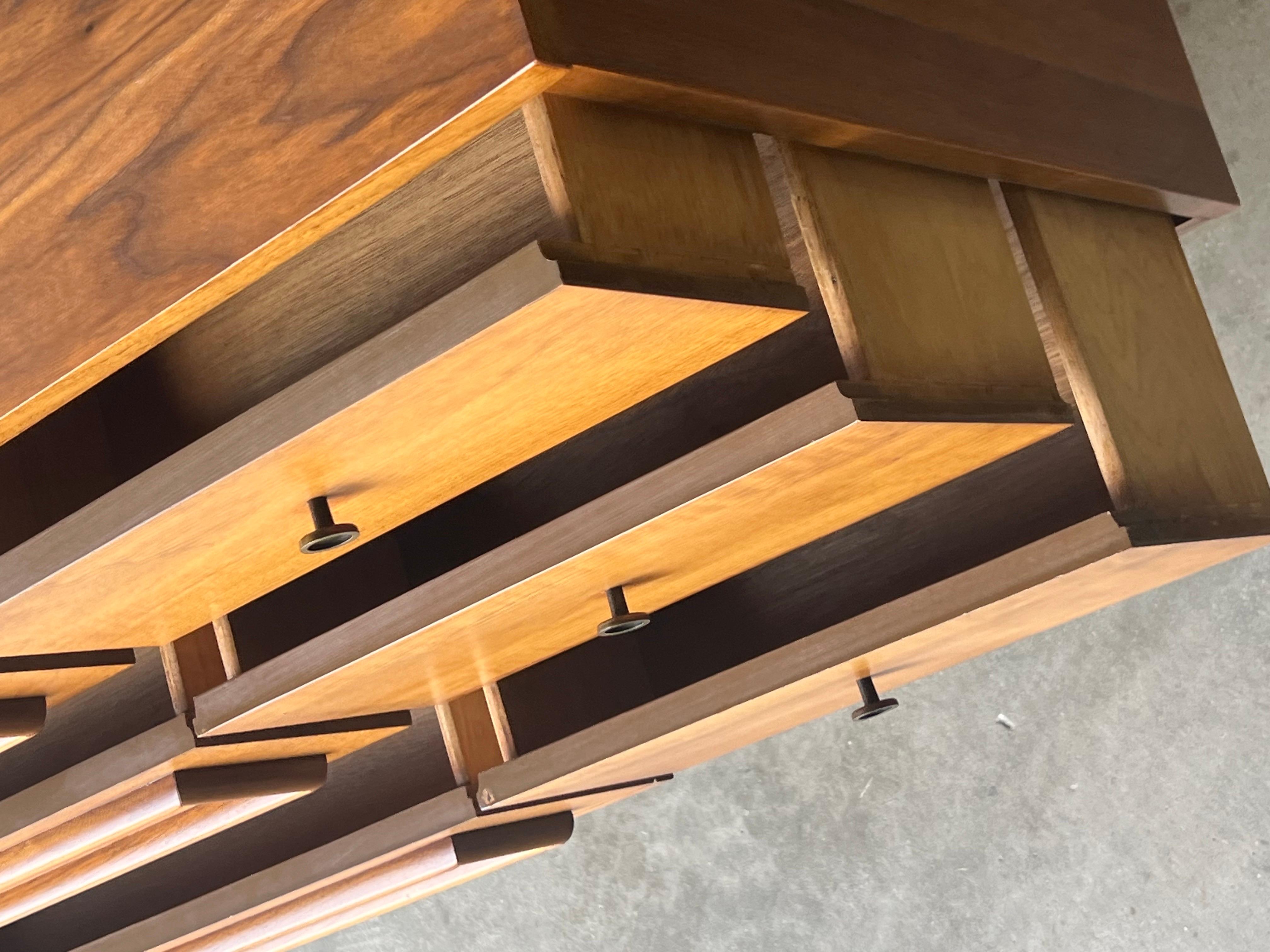 Mid Century Modern Walnut Nine Drawer Dresser 2