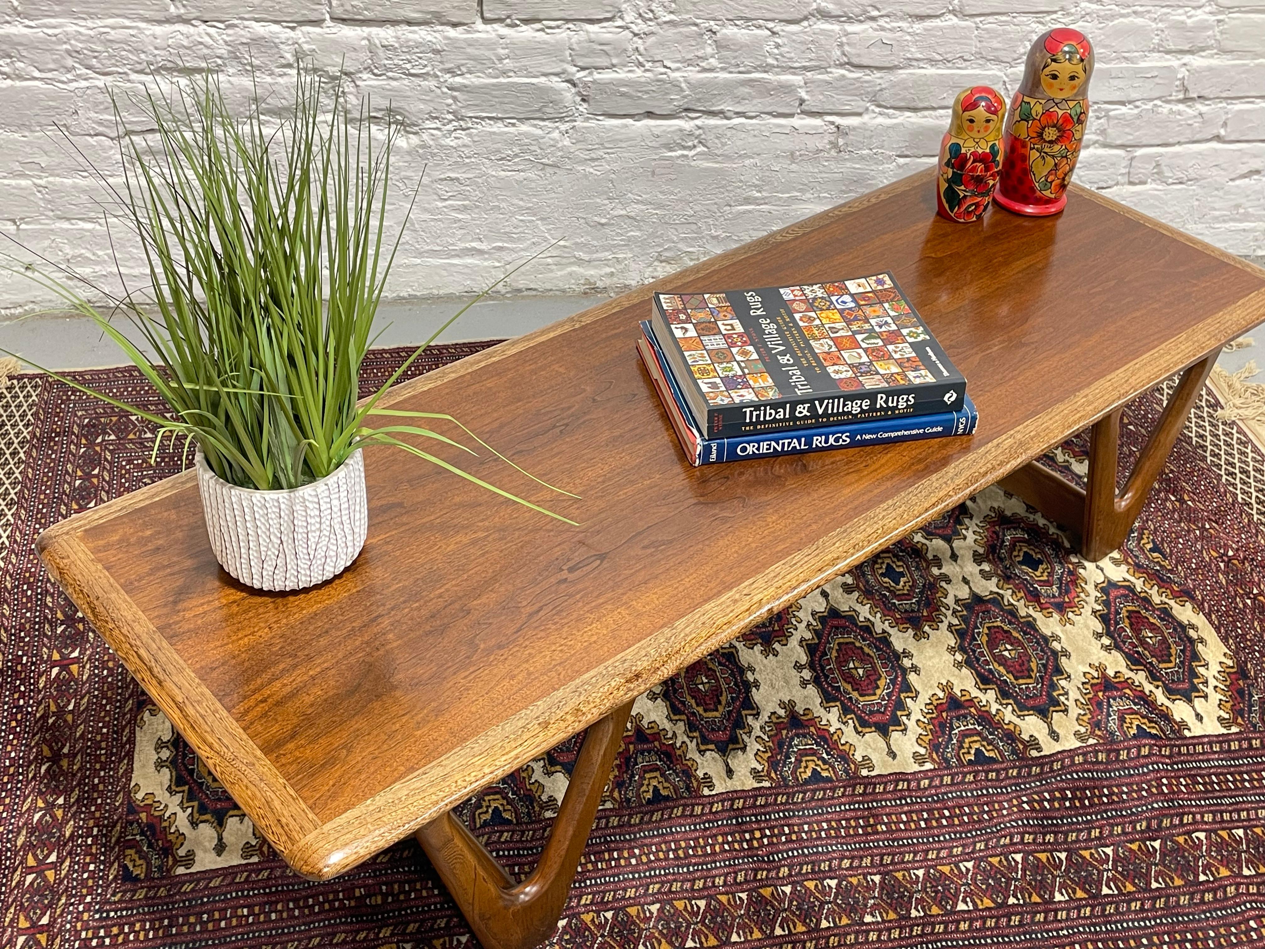 Mid Century Modern Walnut + Oak COFFEE TABLE by Lane Perception For Sale 5
