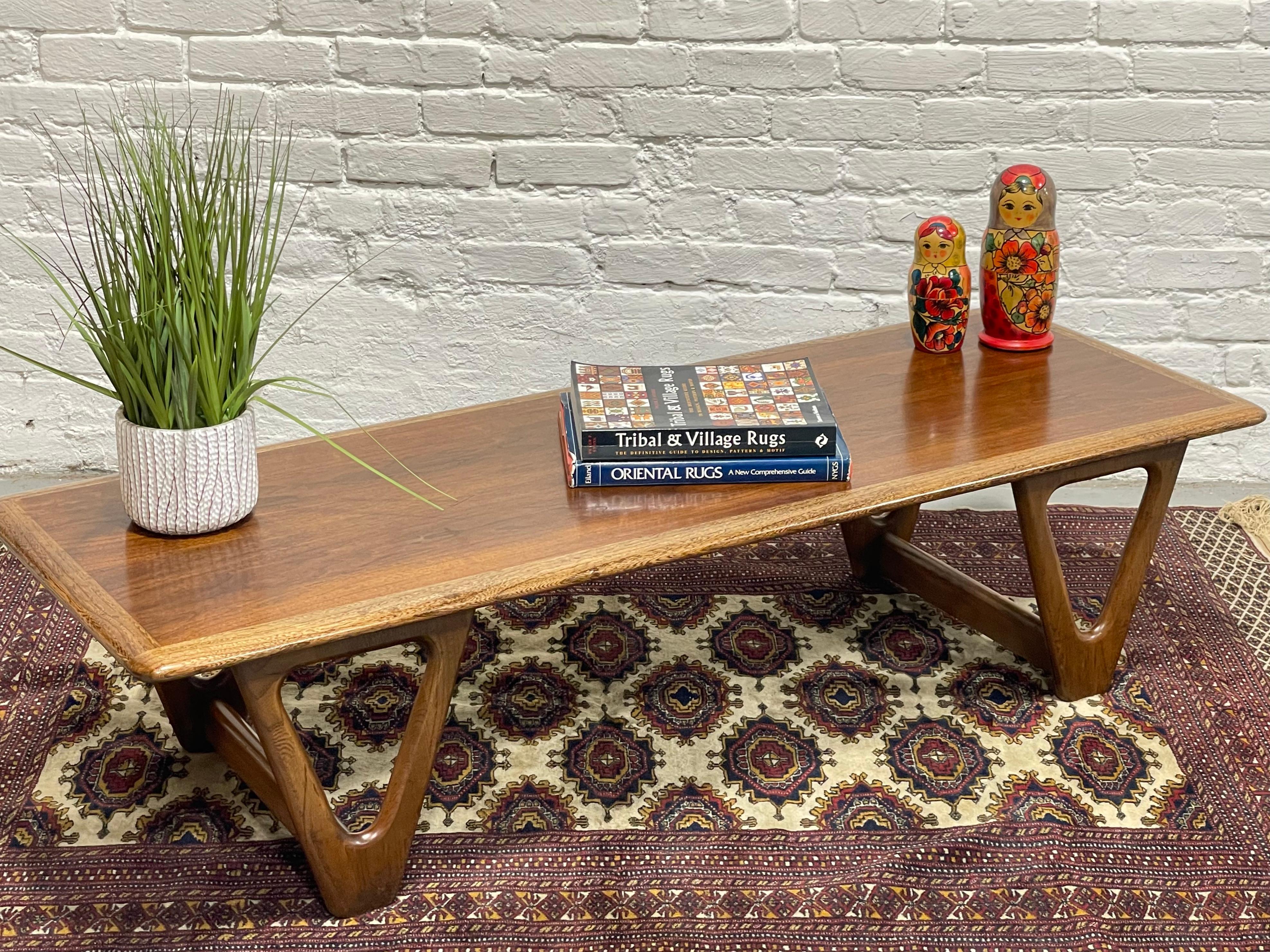 Mid Century Modern Walnut + Oak COFFEE TABLE by Lane Perception For Sale 6