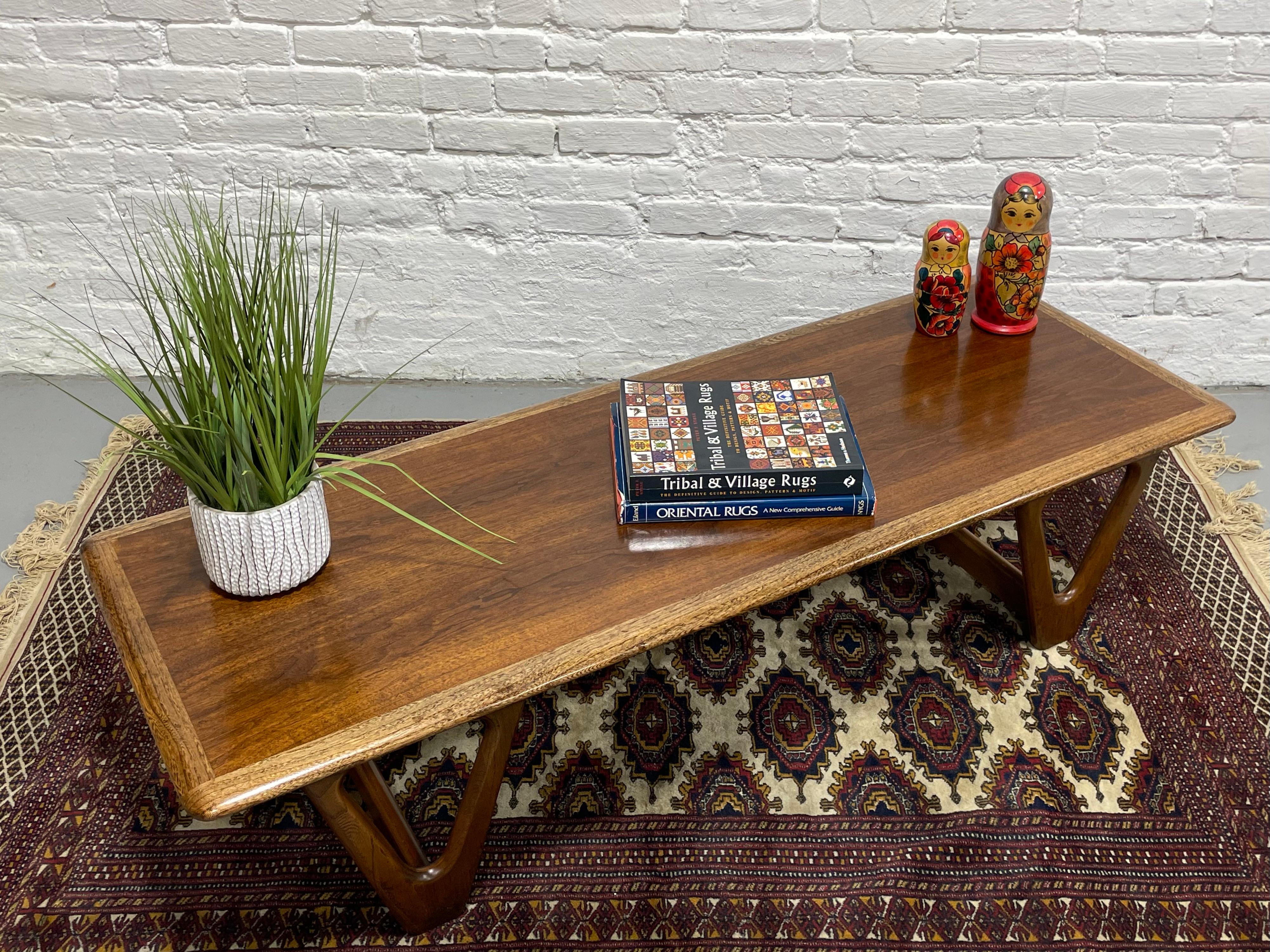 Mid Century Modern Walnut + Oak COFFEE TABLE by Lane Perception For Sale 8