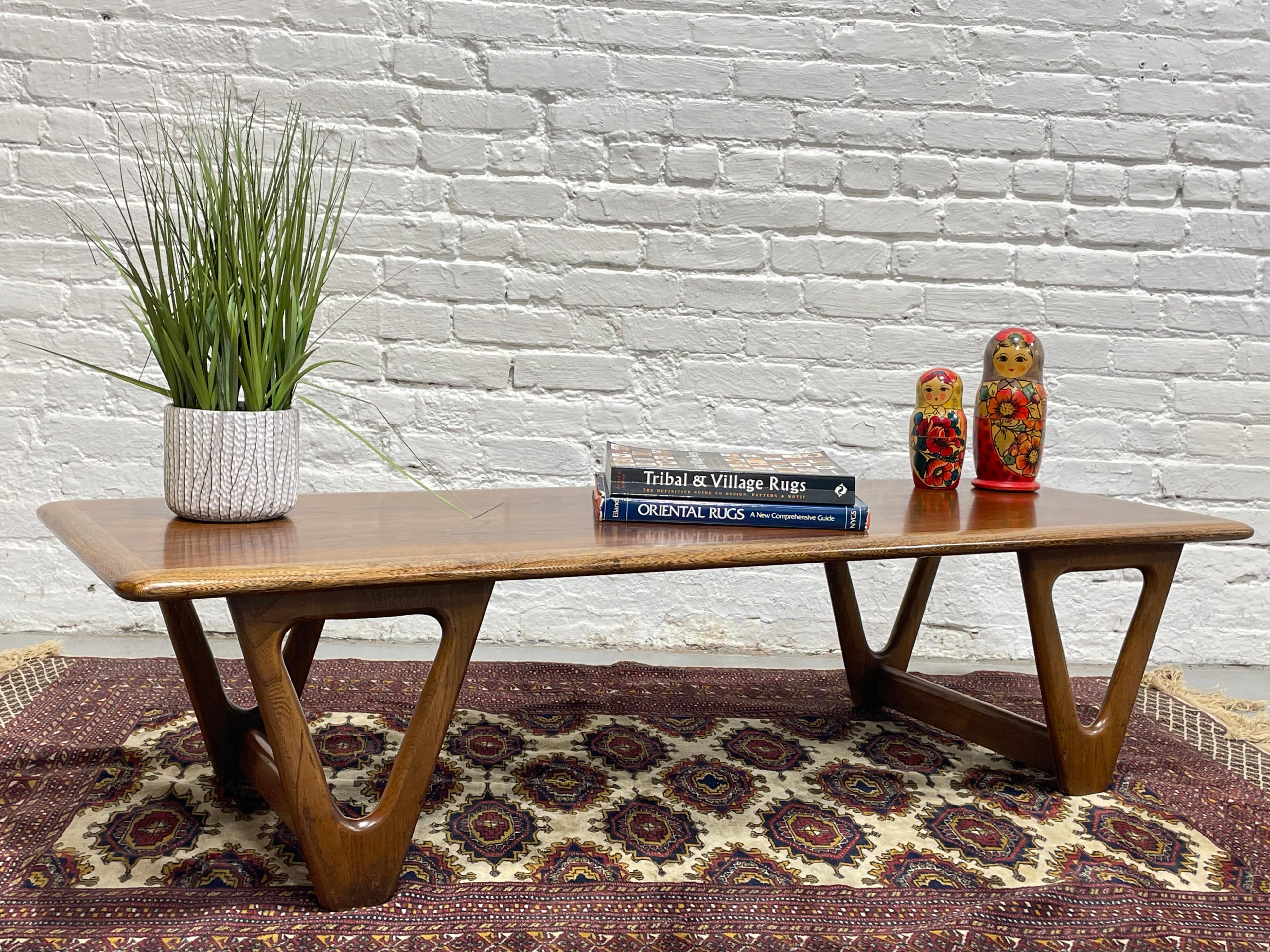 Mid Century Modern Walnut + Oak COFFEE TABLE by Lane Perception For Sale 4