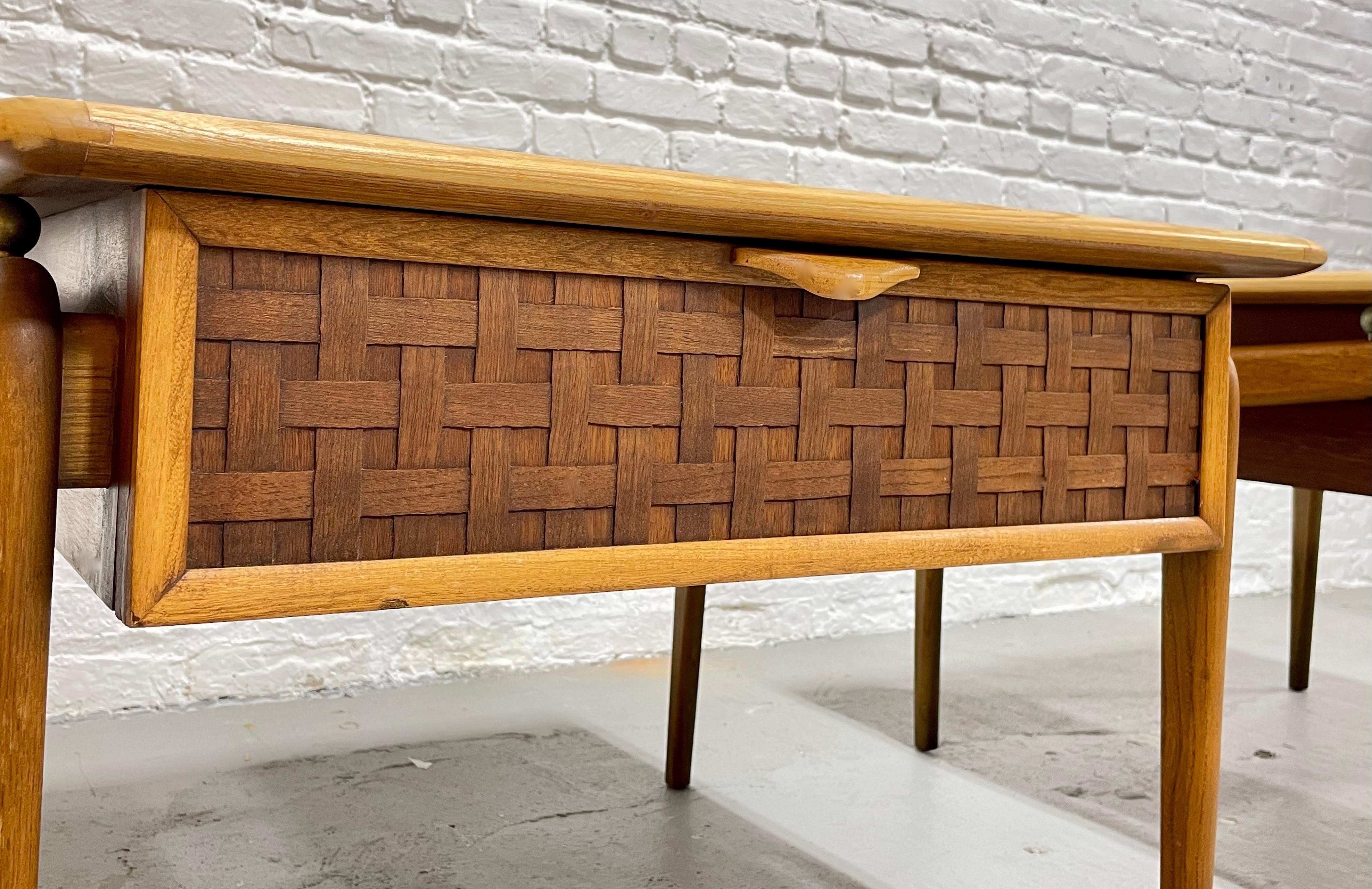 Mid Century MODERN Walnut + Oak END TABLES by Lane Perception, a Pair For Sale 4