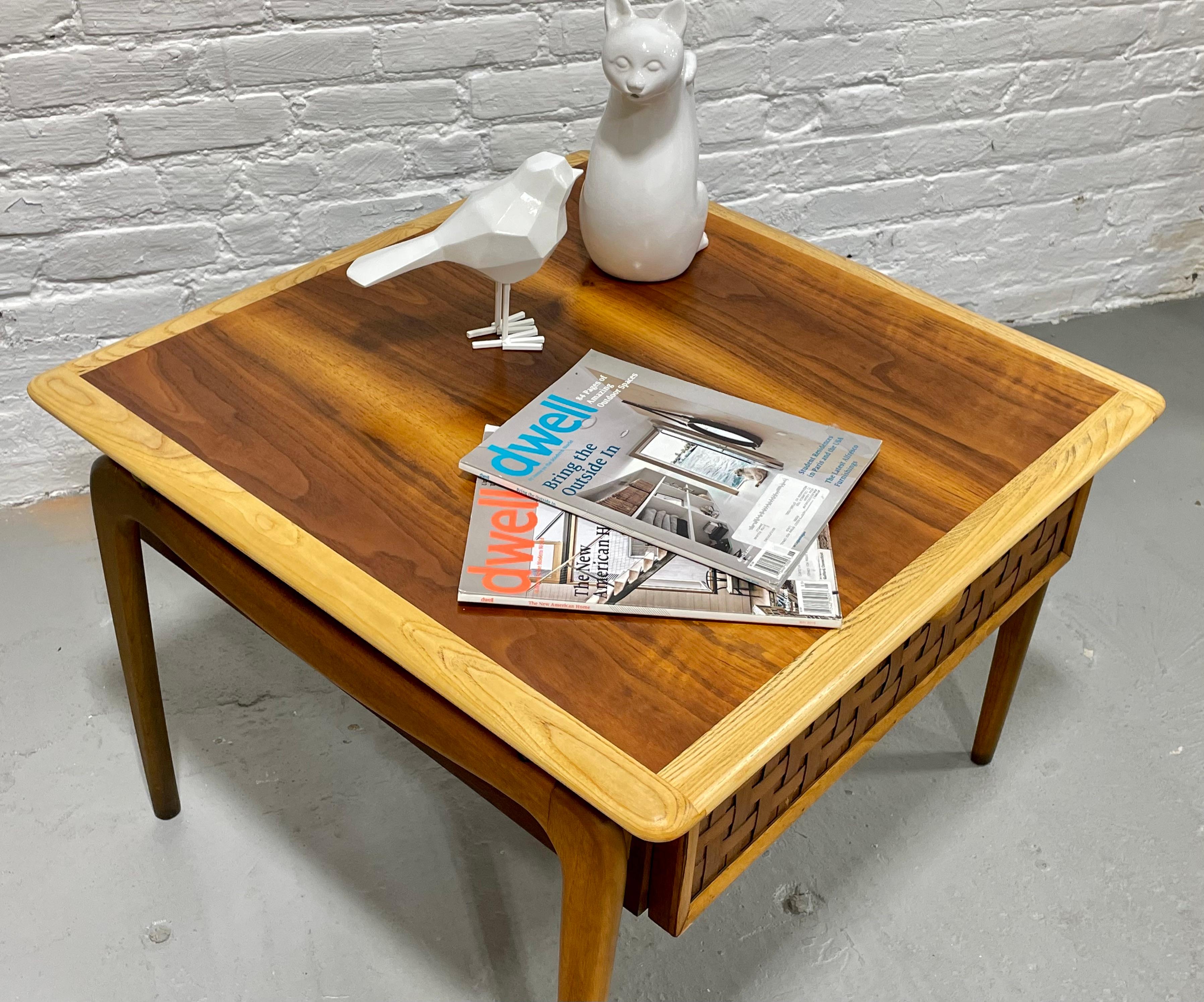 Mid Century MODERN Walnut + Oak END TABLES by Lane Perception, a Pair In Good Condition For Sale In Weehawken, NJ