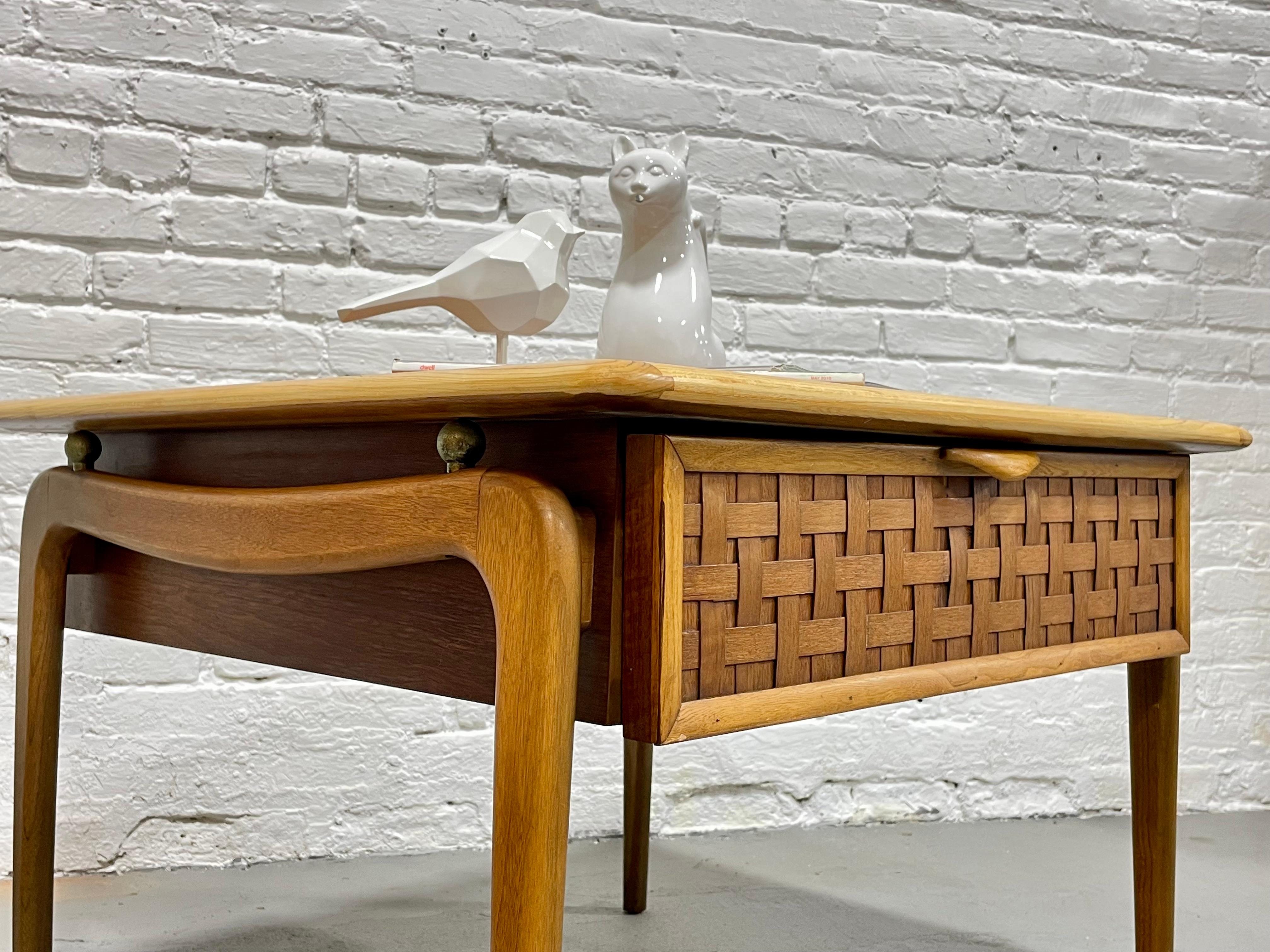 Mid Century MODERN Walnut + Oak END TABLES by Lane Perception, a Pair For Sale 1