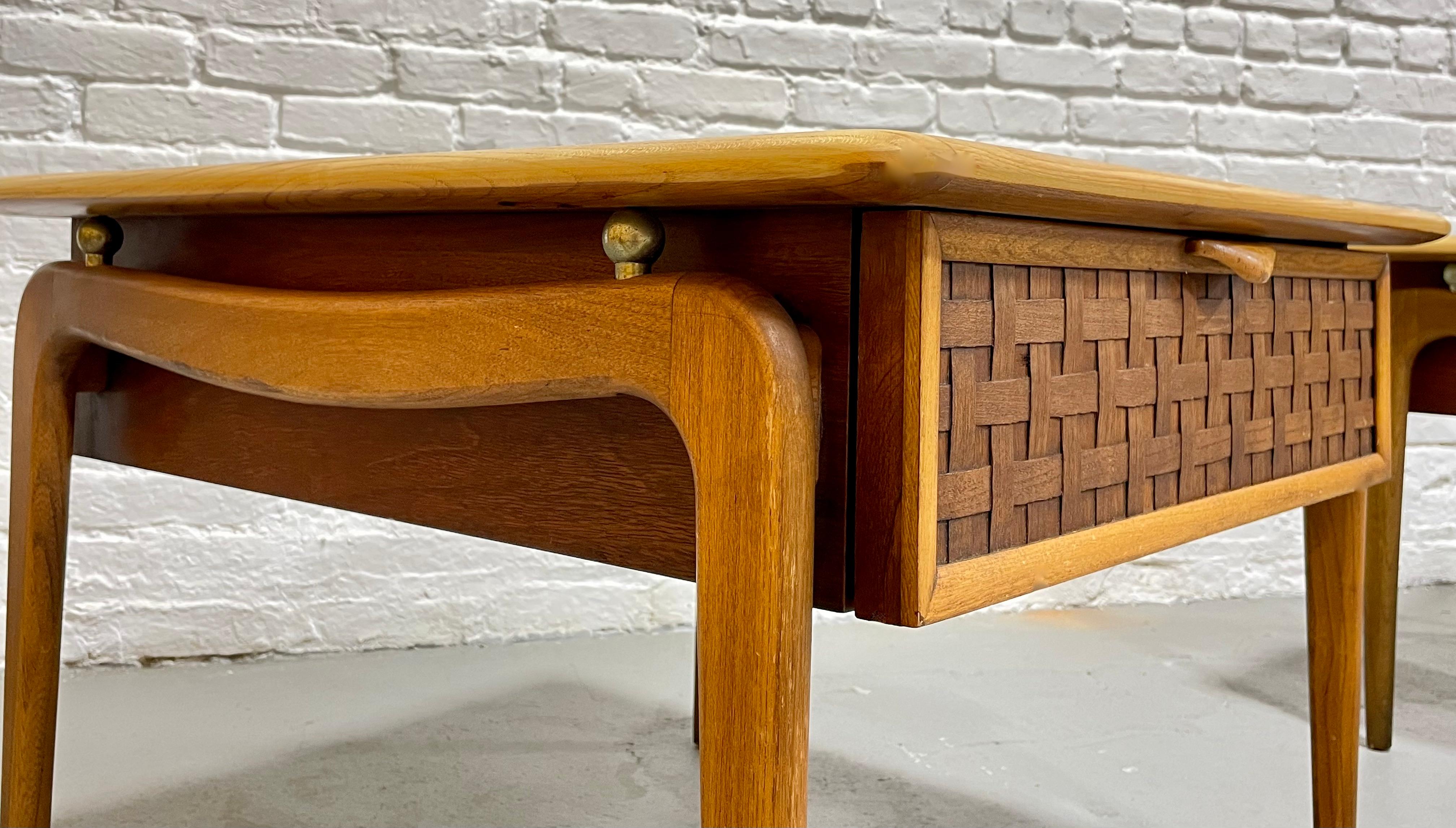 Mid Century MODERN Walnut + Oak END TABLES by Lane Perception, a Pair For Sale 2