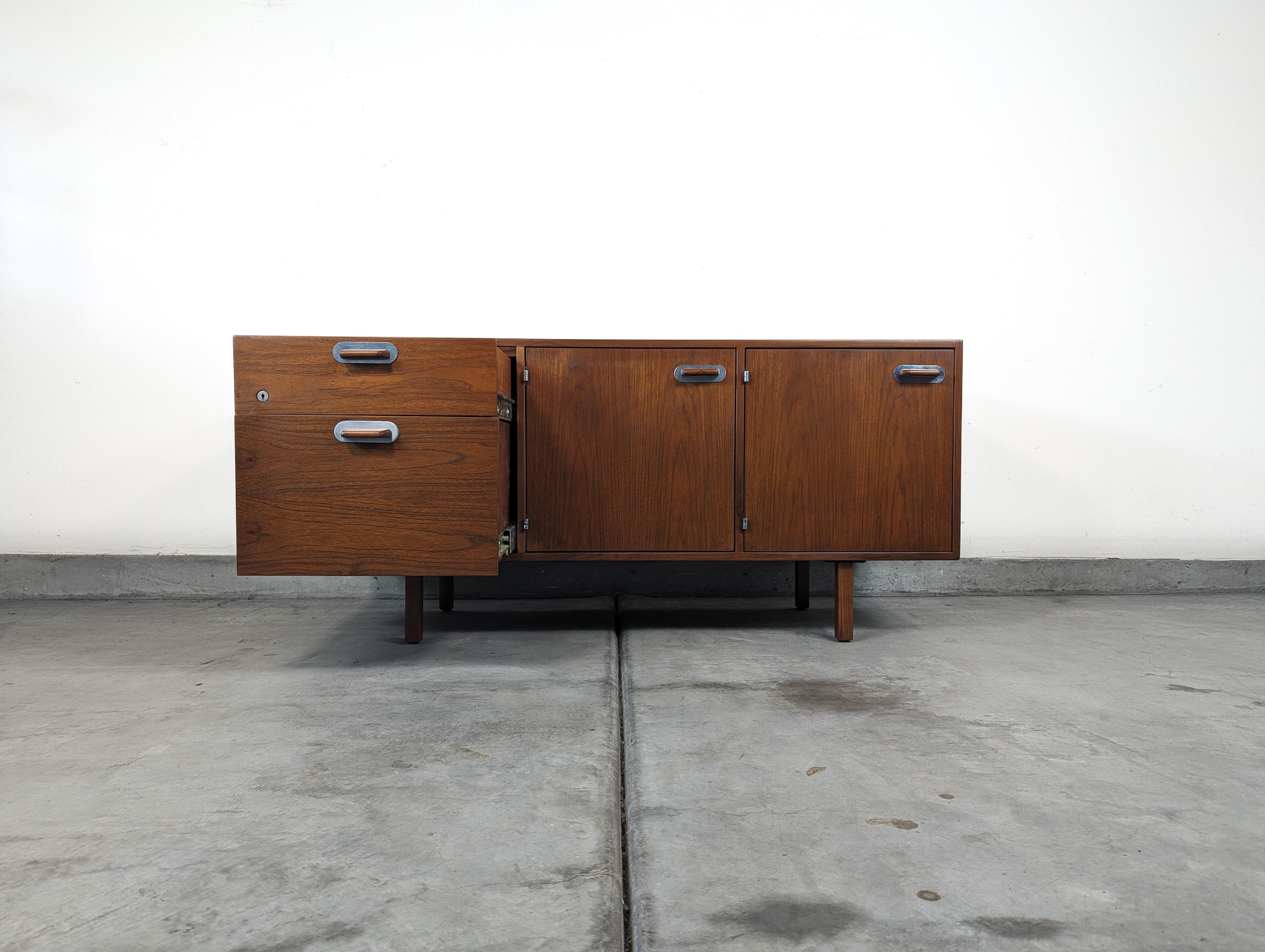 Mid Century Modern Walnut Office Credenza by Jens Risom, c1960s In Excellent Condition For Sale In Chino Hills, CA