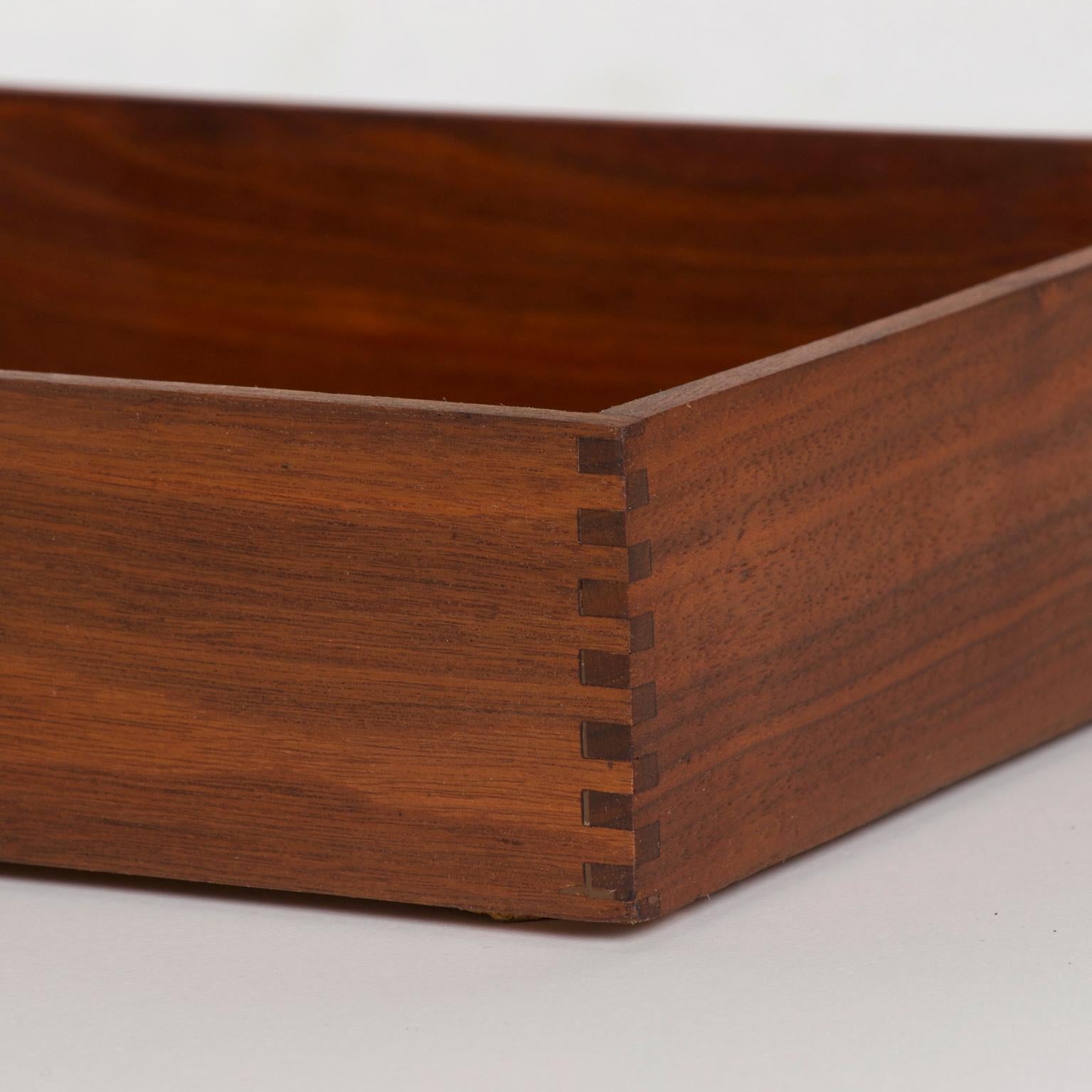 For your consideration: Walnut Mid-Century Modern desk tray inbox sorter.
 Dimensions are: 15