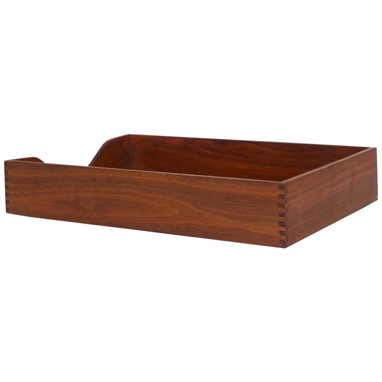 Mid-Century Modern Walnut Office in Box Desk Tray at 1stDibs