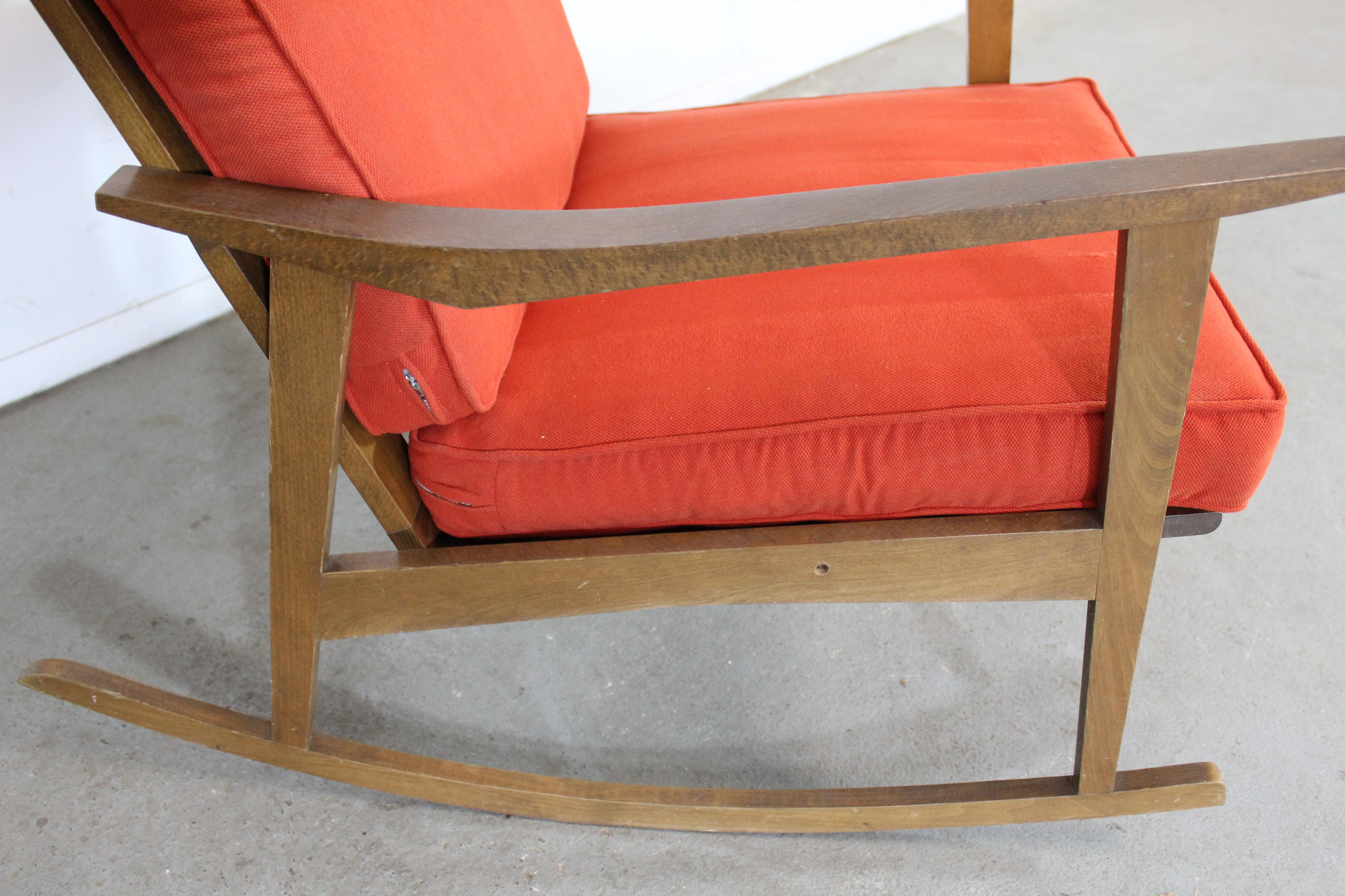 Mid-Century Modern Walnut Open Arm Rocking Chair For Sale 6