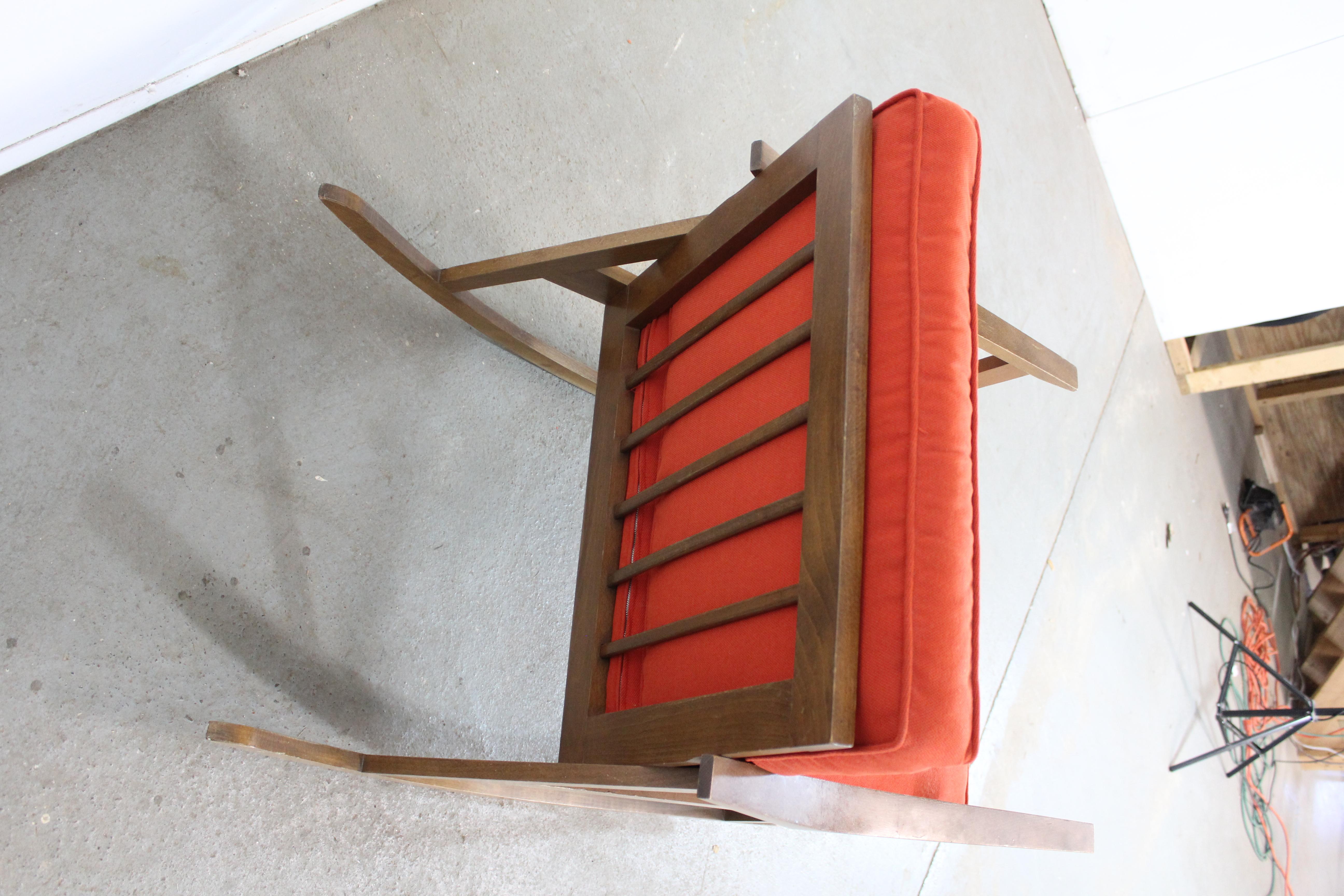 Mid-Century Modern Walnut Open Arm Rocking Chair For Sale 3
