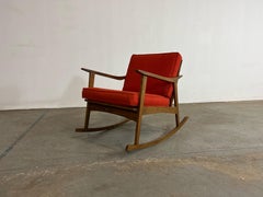 Mid-Century Modern Walnut Open Arm Rocking / Lounge Chair