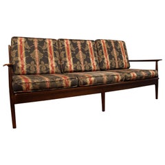 Mid-Century Modern Walnut Open Arm Sofa
