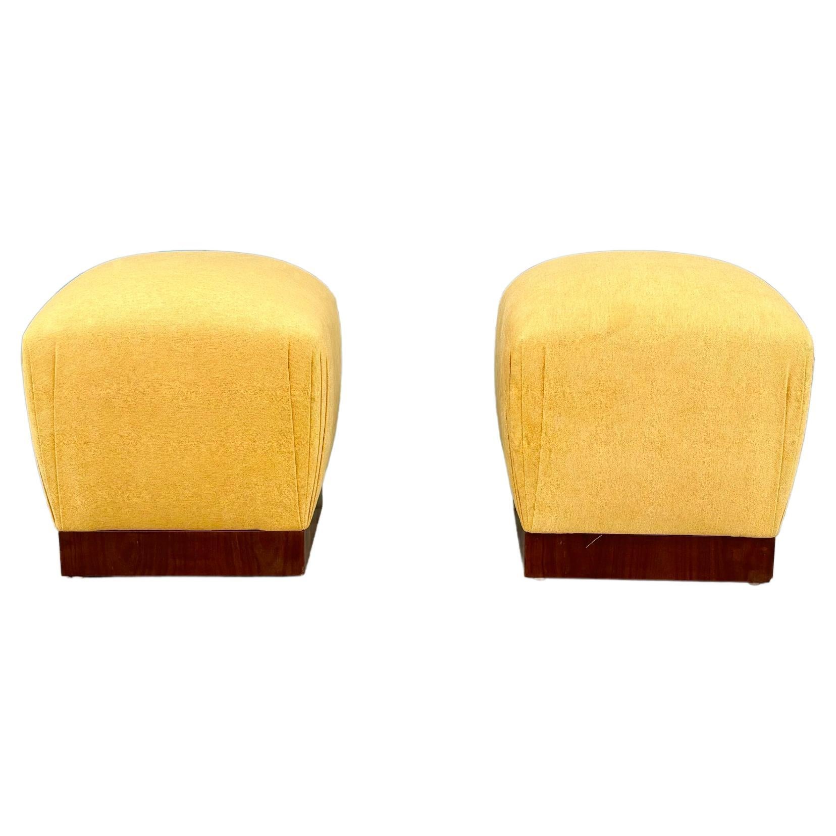 Mid Century Modern Walnut Ottomans- Set of 2 For Sale