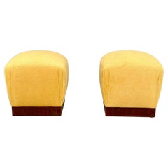 Retro Mid Century Modern Walnut Ottomans- Set of 2